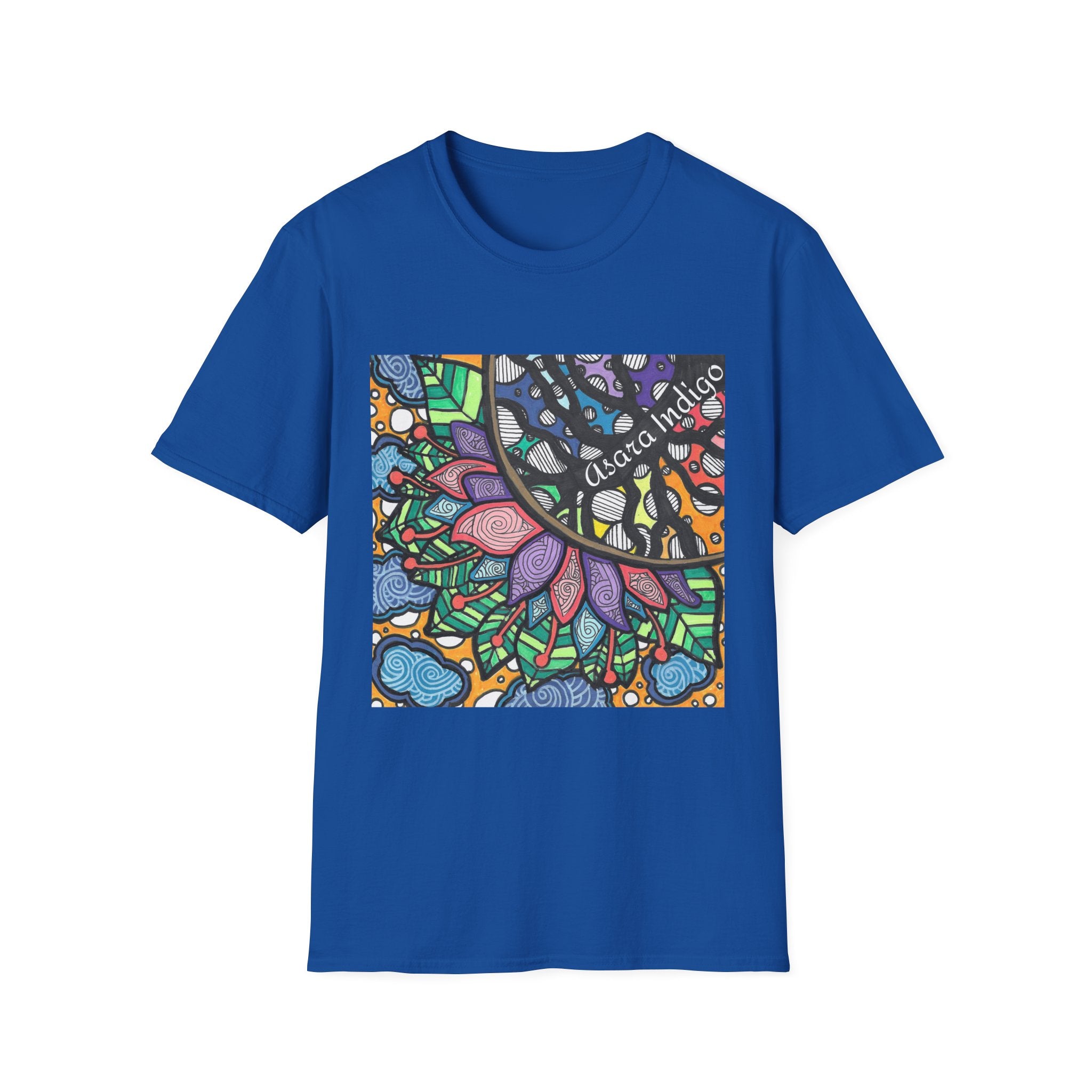 Mandala Floral Tee — Colorful Boho Graphic T-Shirt with 'Algora Indico' Design