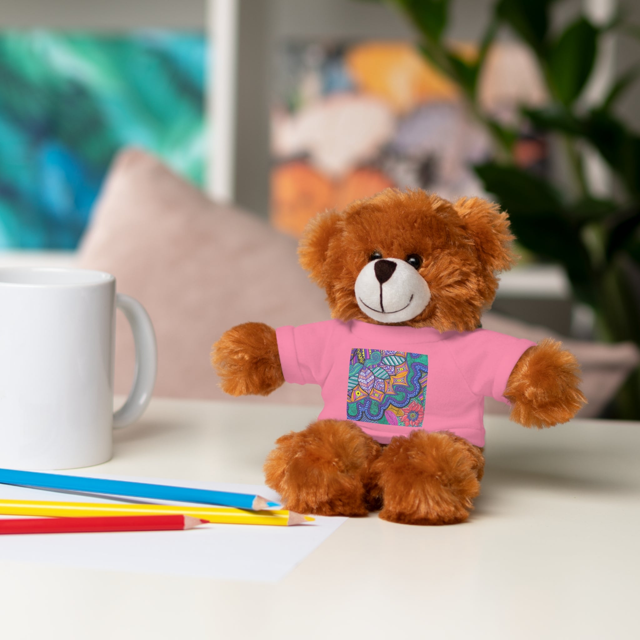 Spring Easter stuffed animal with printed tee