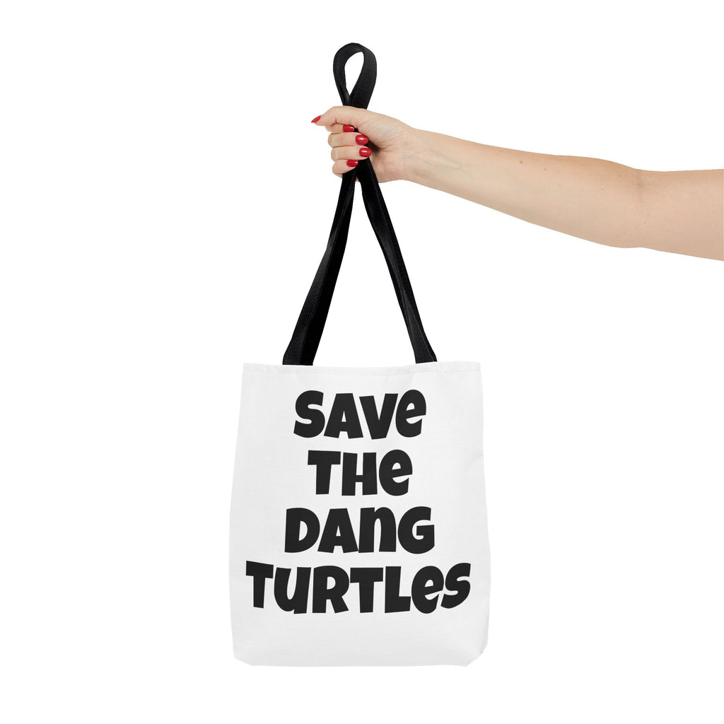 Save The Turtles Tote Bag - Reversible Sea Turtle Print Beach Grocery Tote