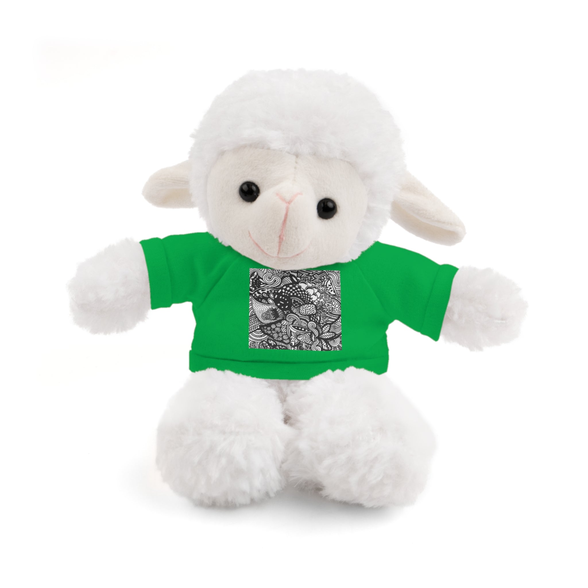Black and White Zentangle Stuffed Animal Gift with Printed Tee