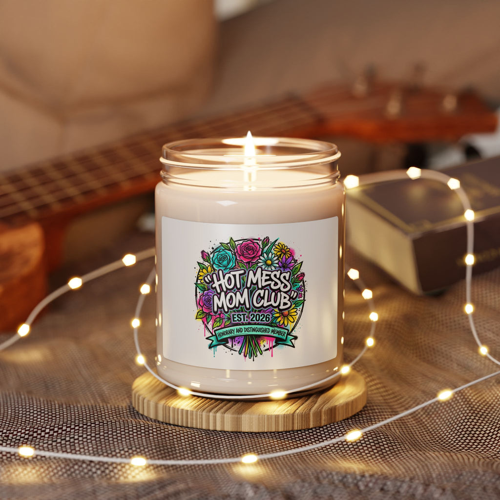 Hot Mess Mom Club Candle | Mother's Day minimalist typographic mom soy candle