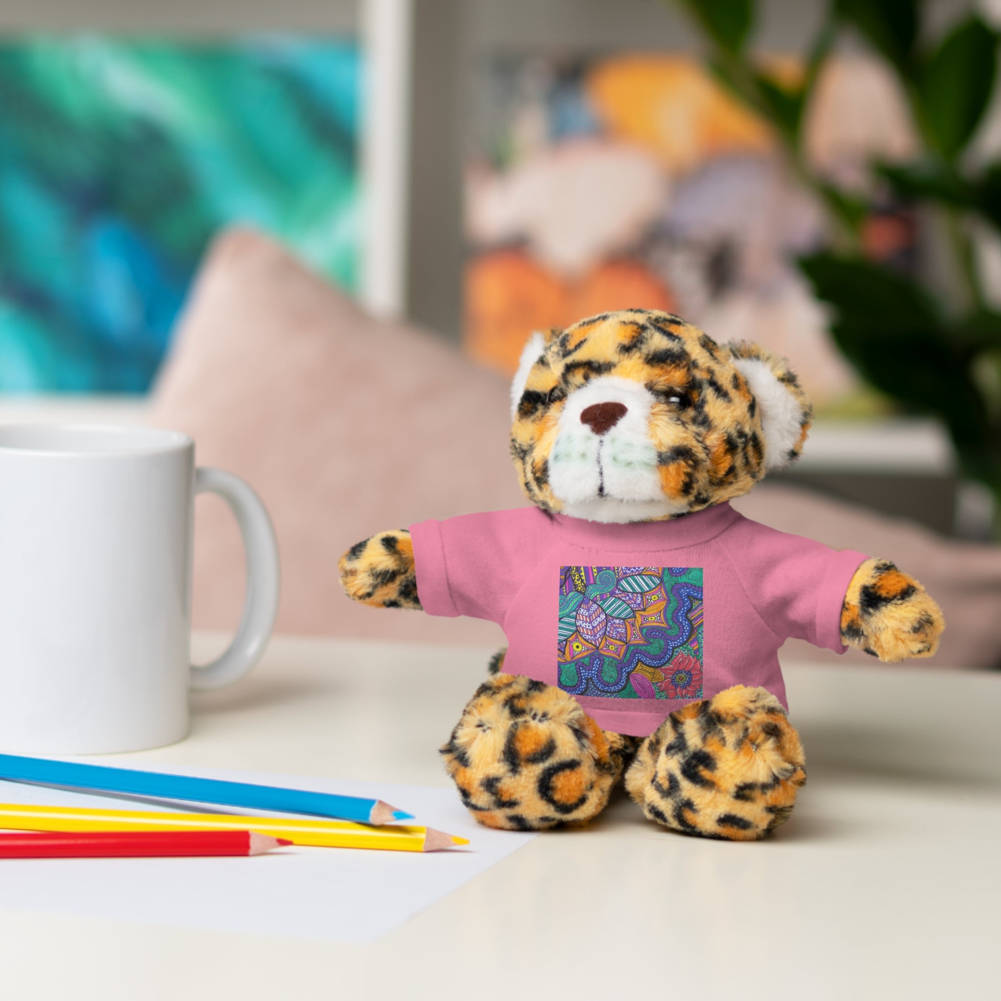 Spring Easter stuffed animal with printed tee
