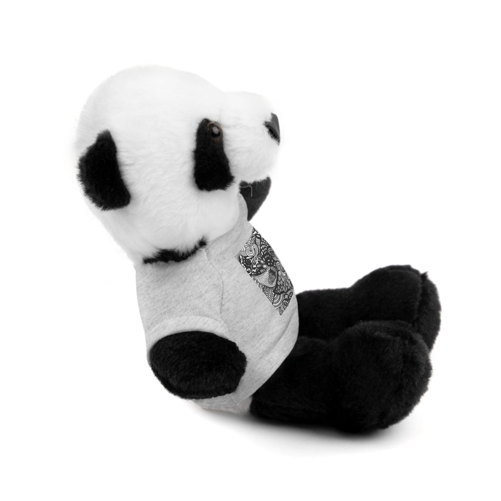Black and White Zentangle Stuffed Animal Gift with Printed Tee