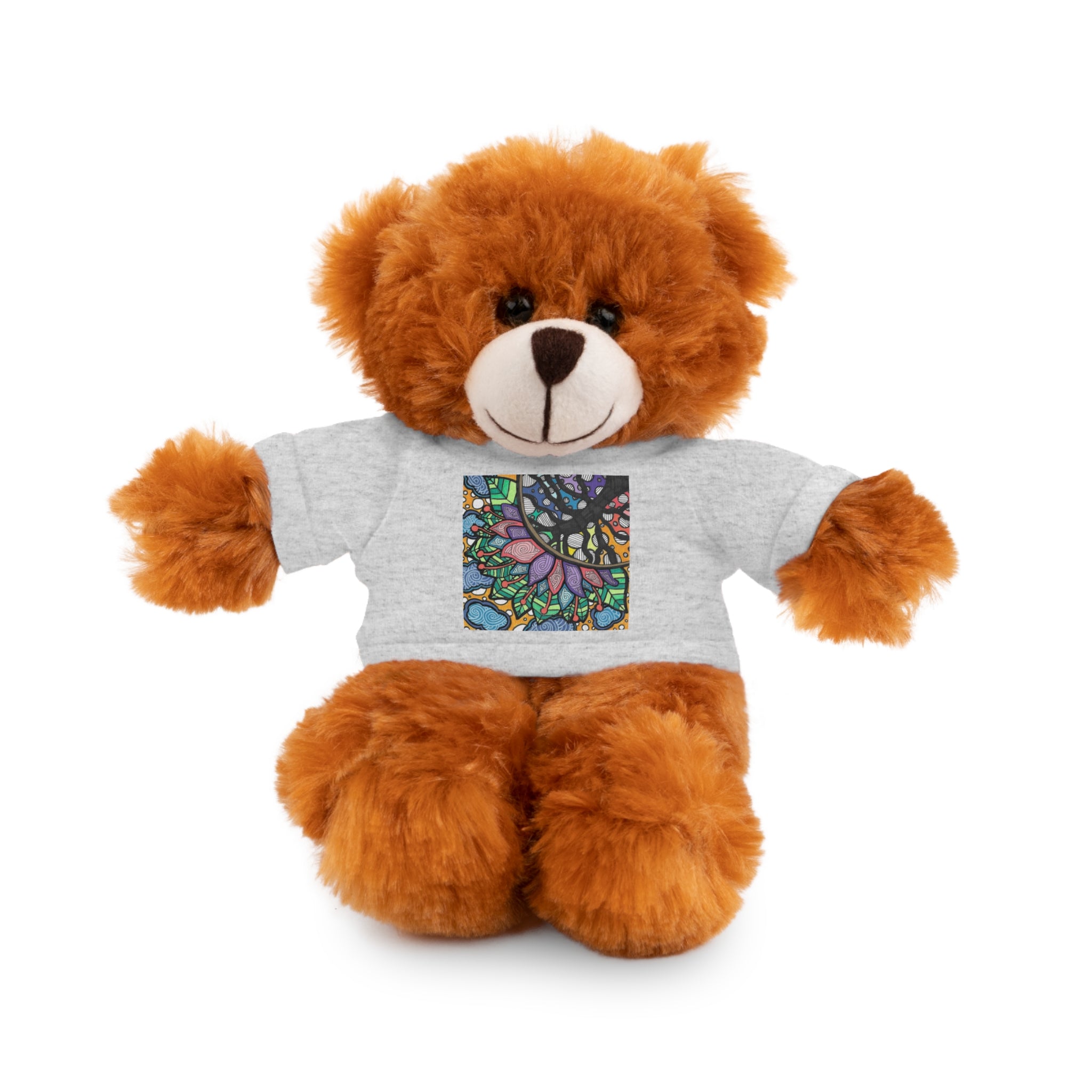 Colorful Tree of Growth stuffed animal with printed tee