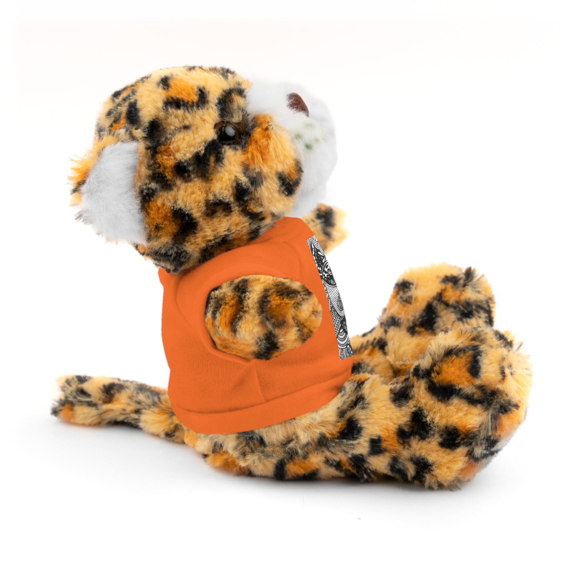 Black and White Zentangle Stuffed Animal Gift with Printed Tee