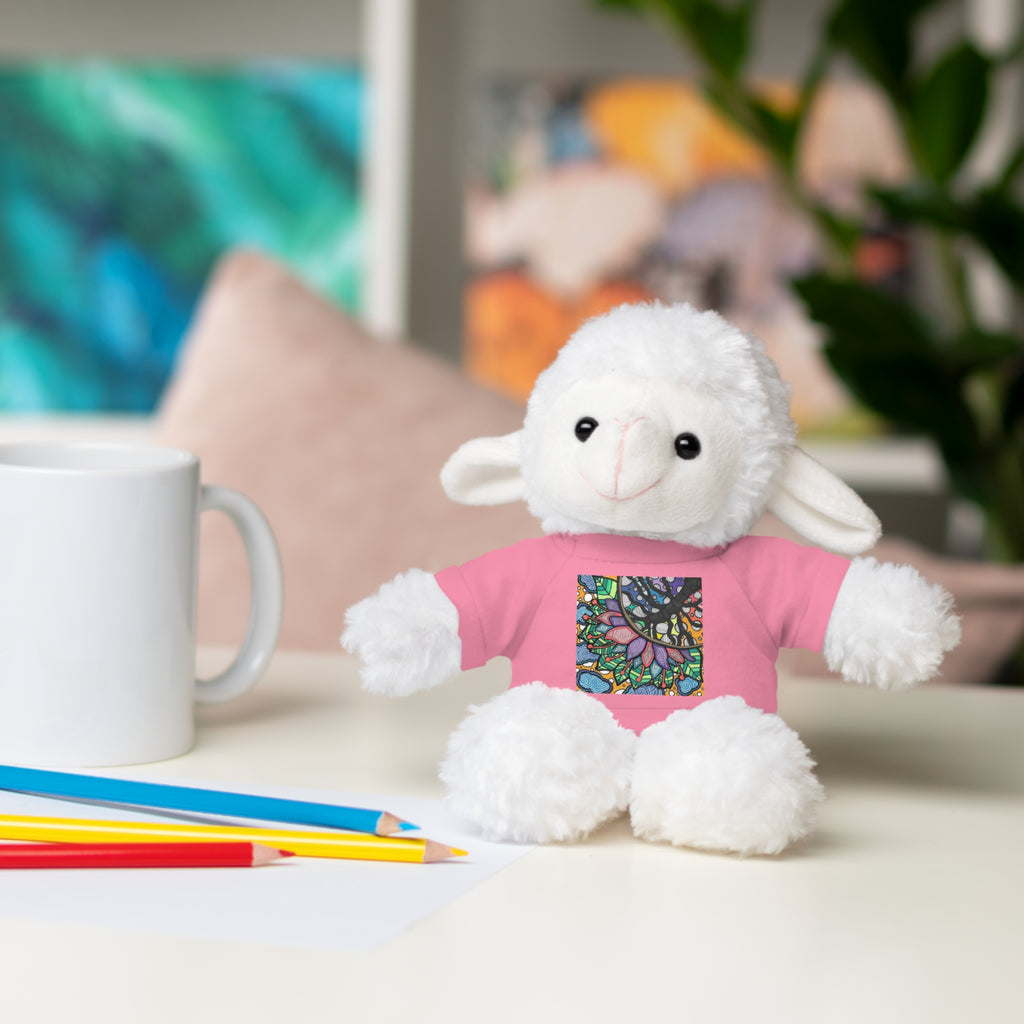 Colorful Tree of Growth stuffed animal with printed tee
