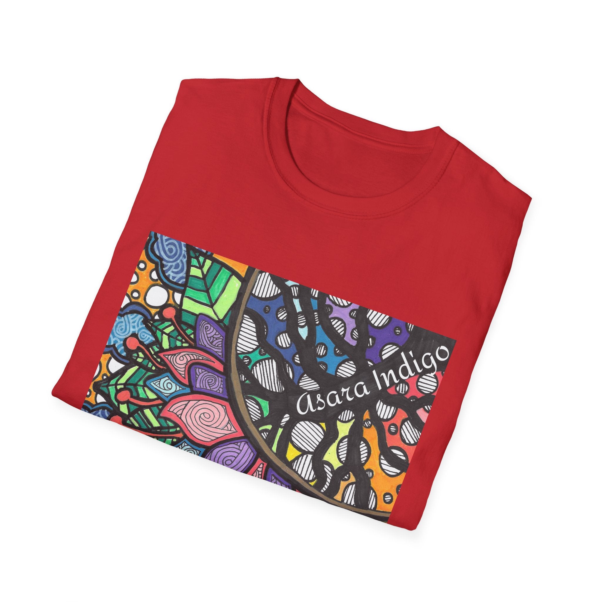 Mandala Floral Tee — Colorful Boho Graphic T-Shirt with 'Algora Indico' Design