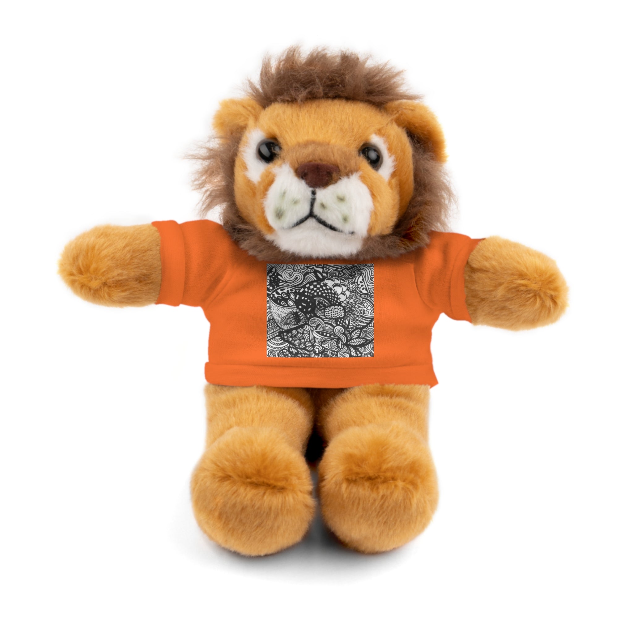 Black and White Zentangle Stuffed Animal Gift with Printed Tee