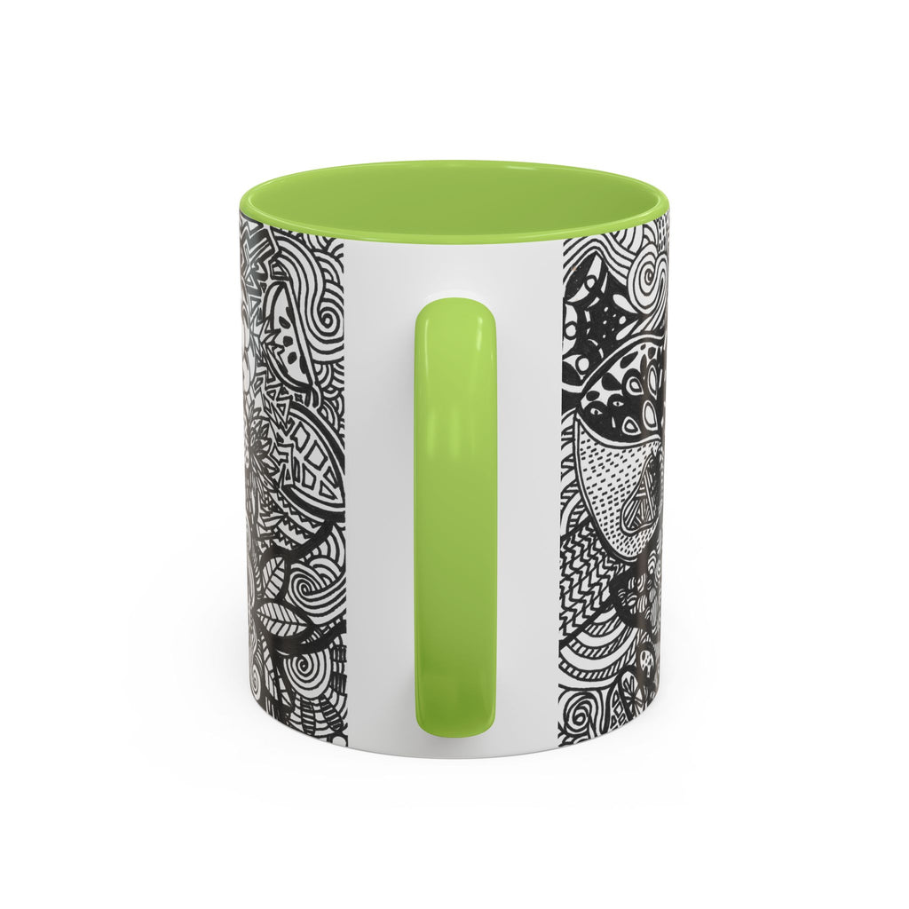 Black and White Doodle Pattern Accent Coffee Mug | 11oz 15oz