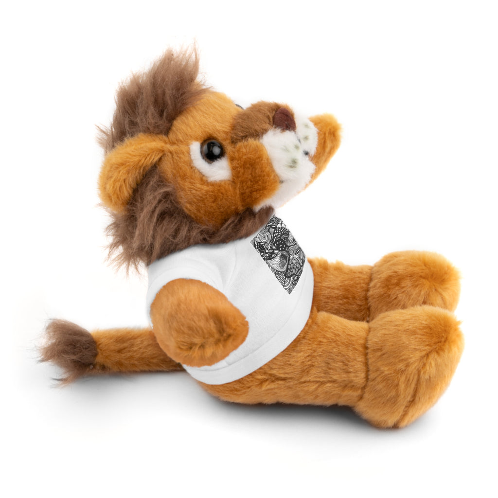 Black and White Zentangle Stuffed Animal Gift with Printed Tee