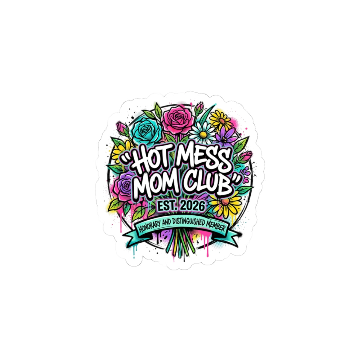 Hot Mess Mom Club Sticker | Mother's Day Minimal Typographic Mom Identity