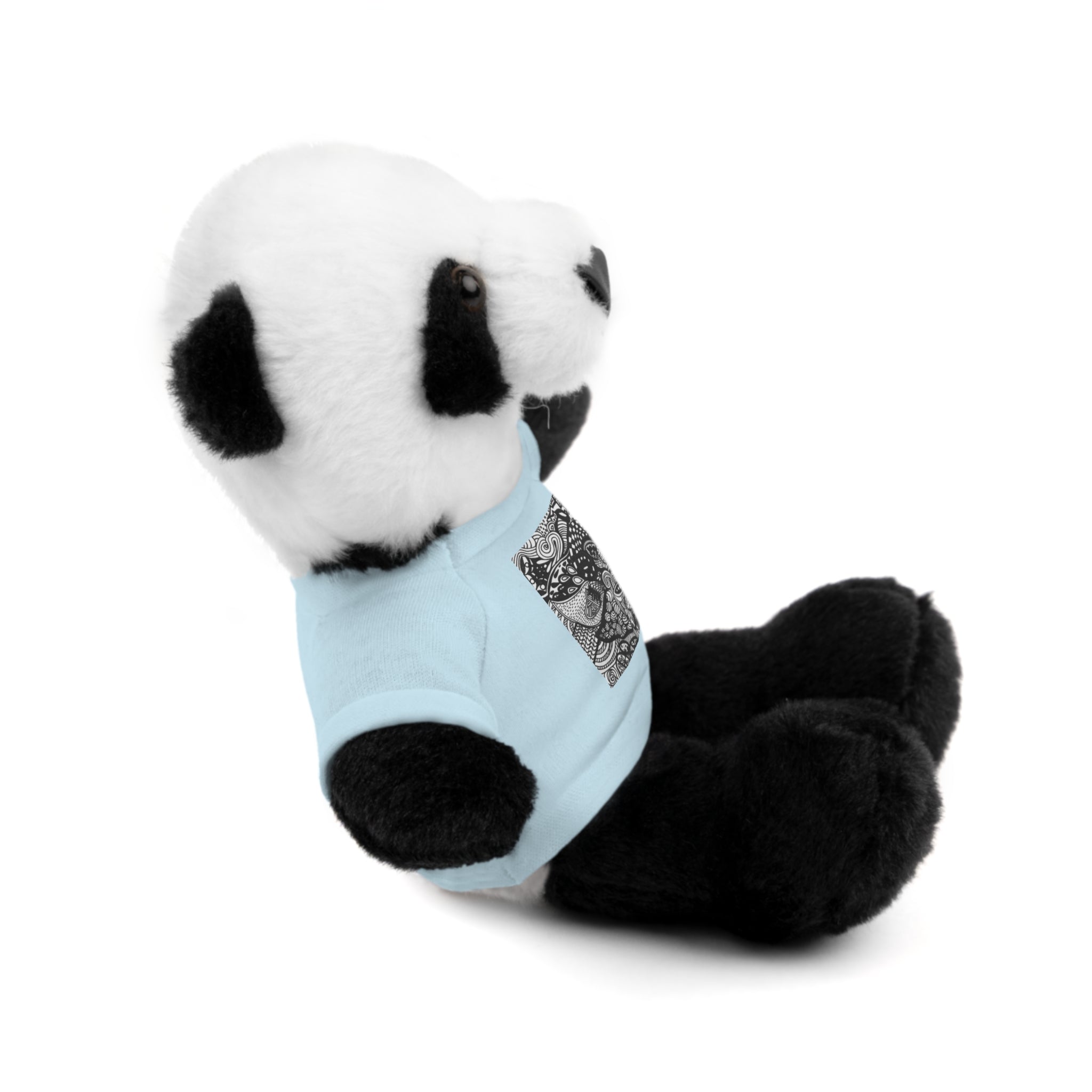 Black and White Zentangle Stuffed Animal Gift with Printed Tee