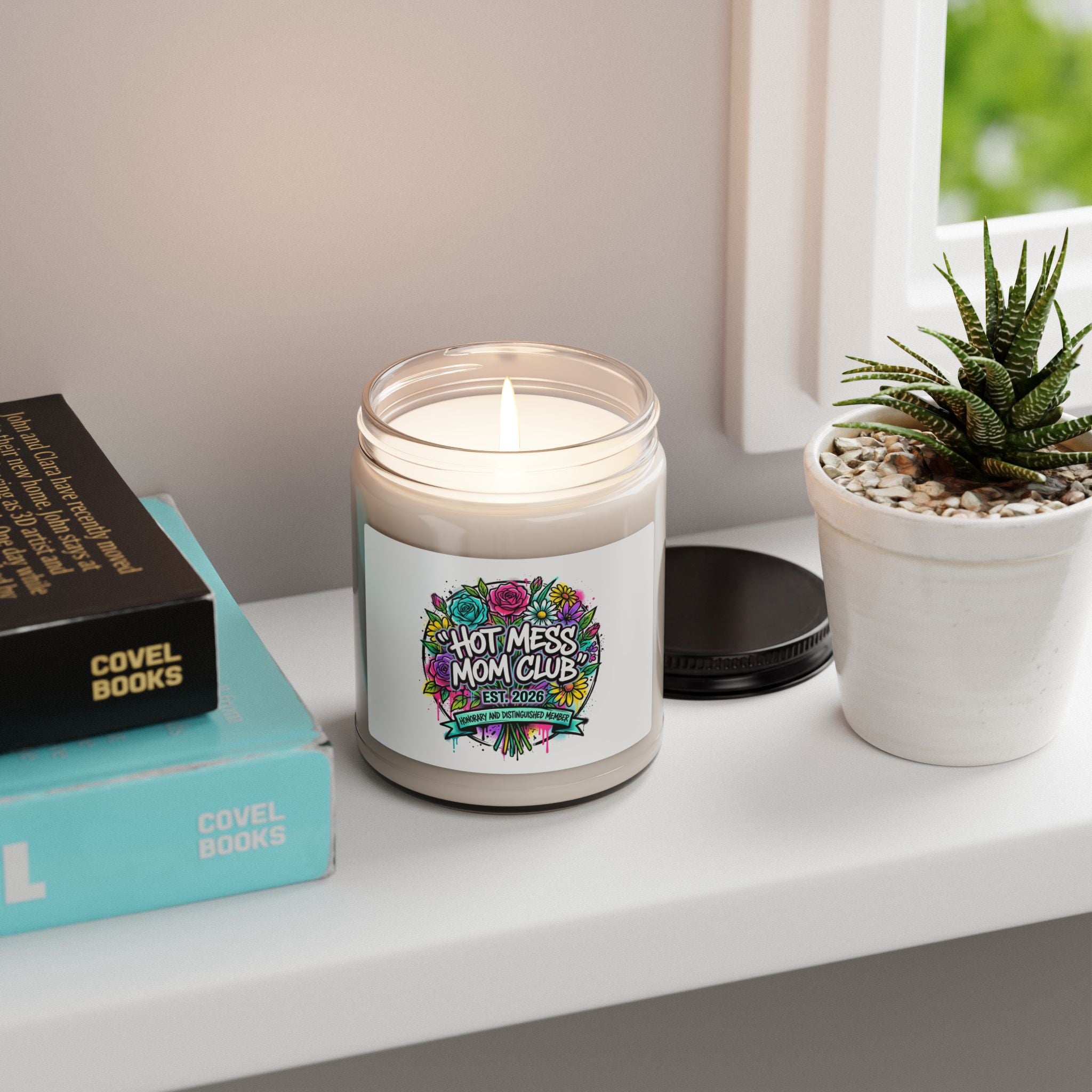Hot Mess Mom Club Candle | Mother's Day minimalist typographic mom soy candle