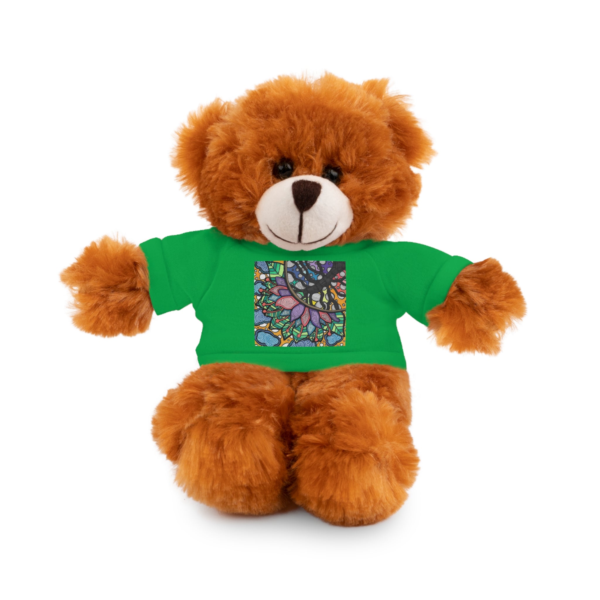 Colorful Tree of Growth stuffed animal with printed tee