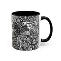 Black and White Doodle Pattern Accent Coffee Mug | 11oz 15oz