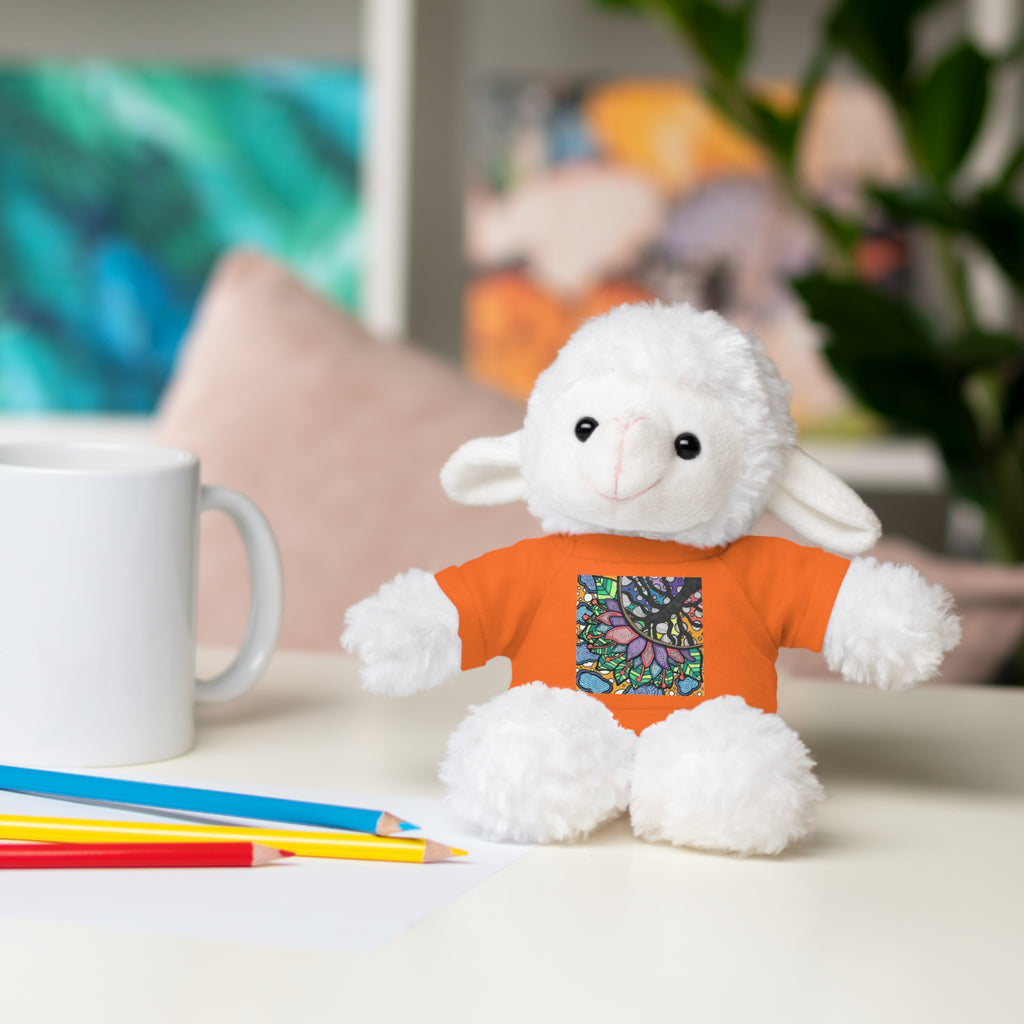 Colorful Tree of Growth stuffed animal with printed tee