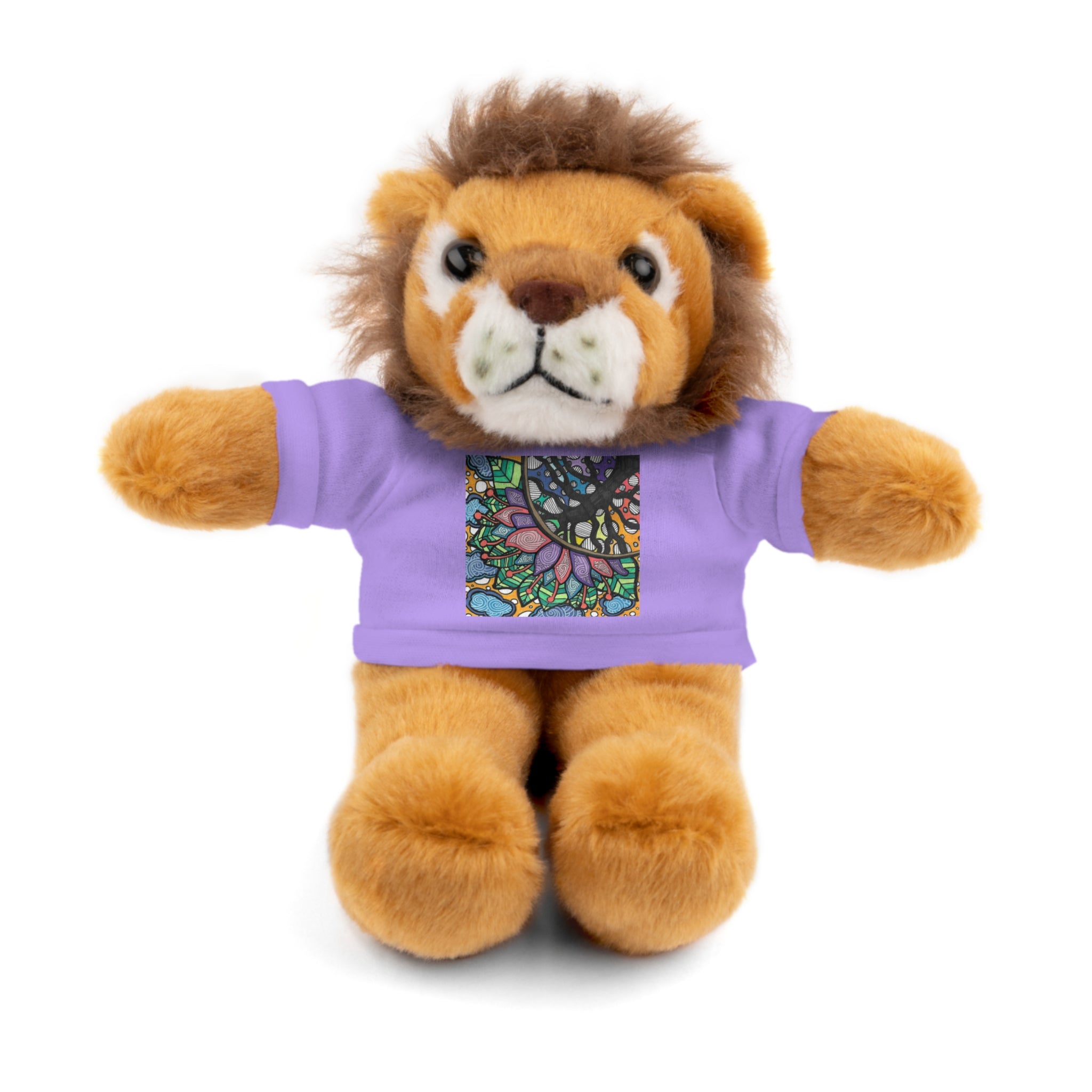 Colorful Tree of Growth stuffed animal with printed tee
