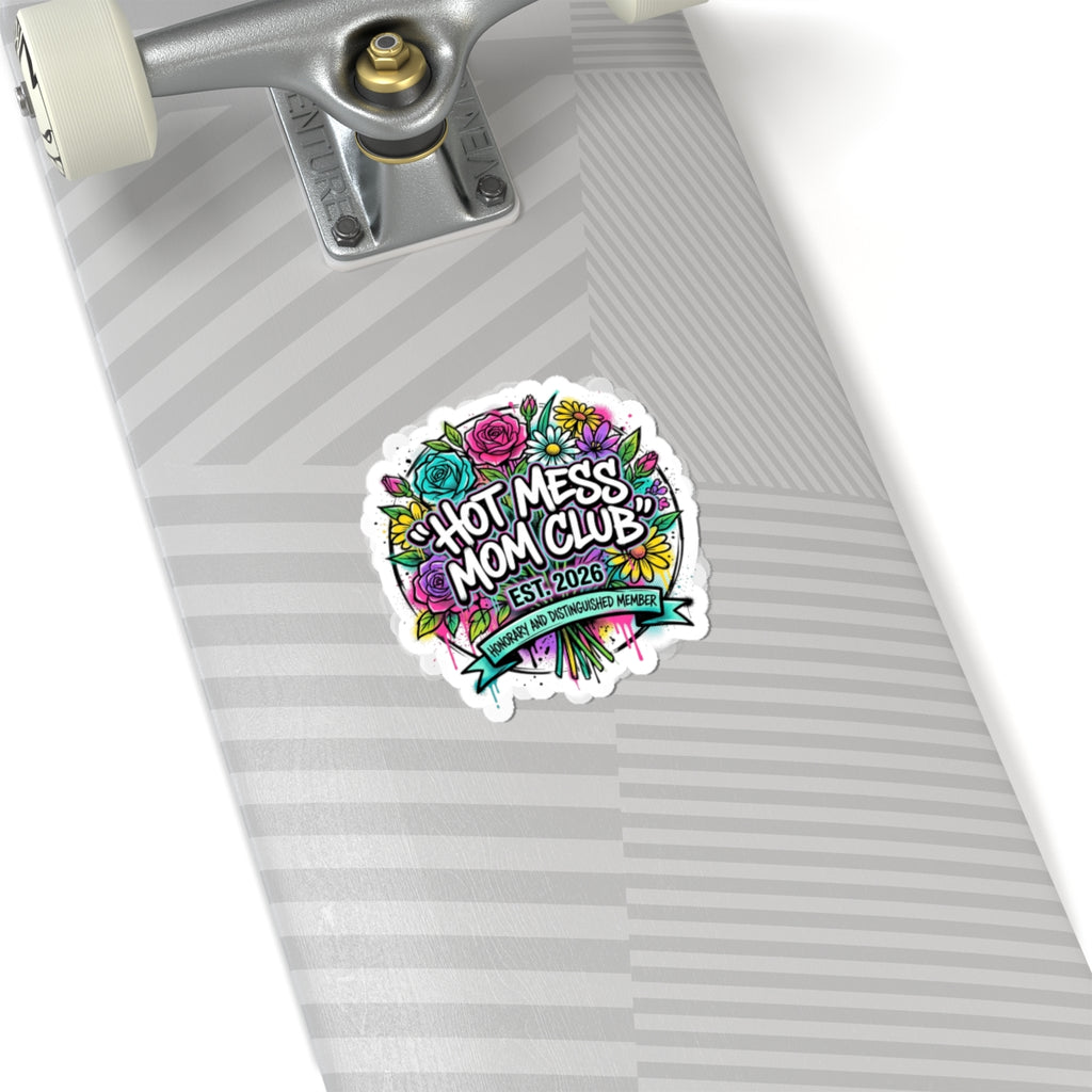 Hot Mess Mom Club Sticker | Mother's Day Minimal Typographic Mom Identity