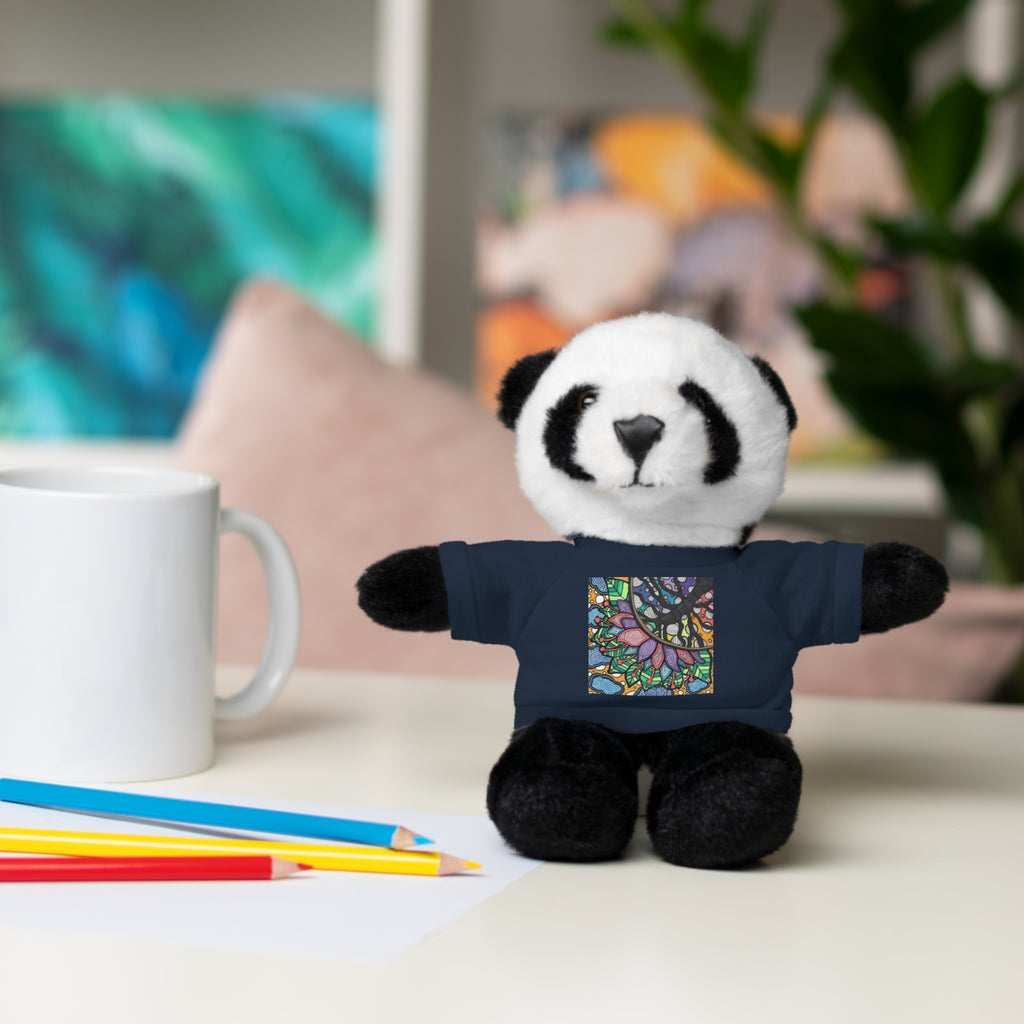 Colorful Tree of Growth stuffed animal with printed tee