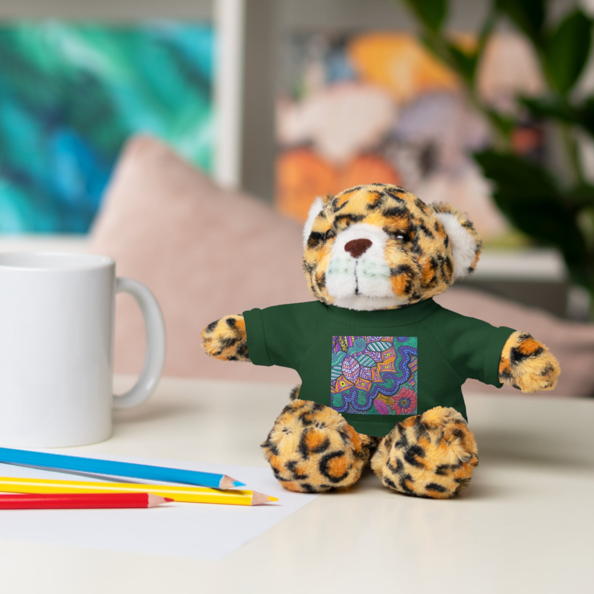 Spring Easter stuffed animal with printed tee