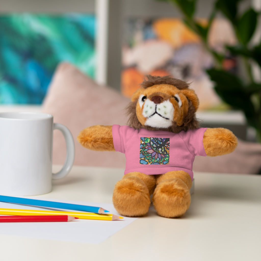 Colorful Tree of Growth stuffed animal with printed tee