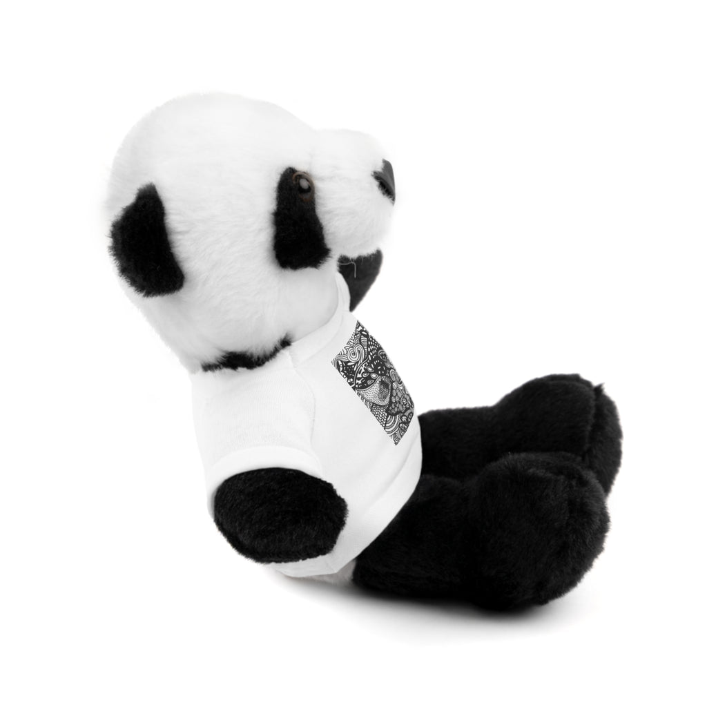 Black and White Zentangle Stuffed Animal Gift with Printed Tee