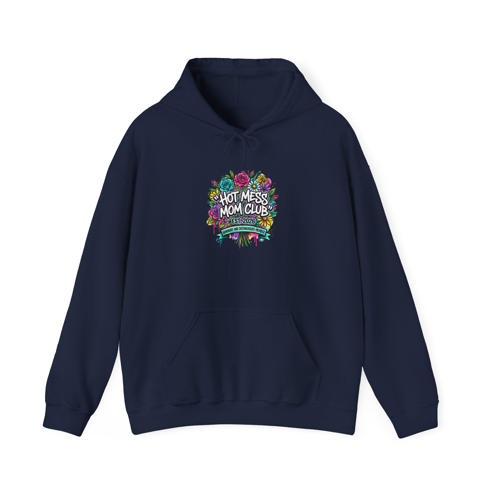 Hot Mess Mom Club Hoodie | Mother’s Day minimalist typographic mom sweatshirt