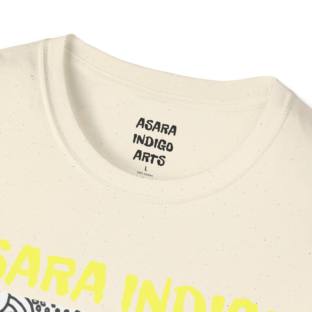 Indigo Doodle Art T-Shirt — 'ASARA INDIGO' Black & White Abstract Graphic Tee