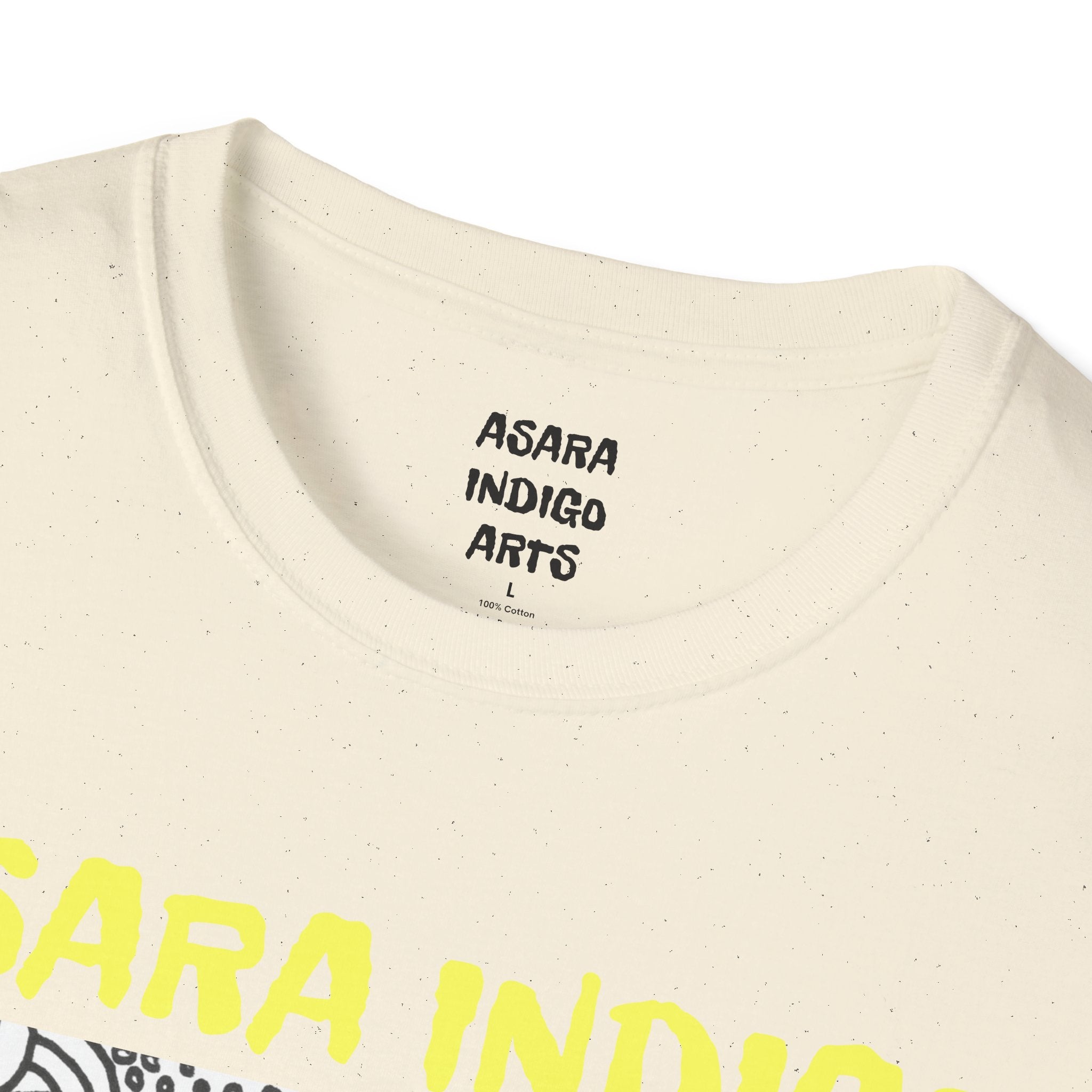 Indigo Doodle Art T-Shirt — 'ASARA INDIGO' Black & White Abstract Graphic Tee