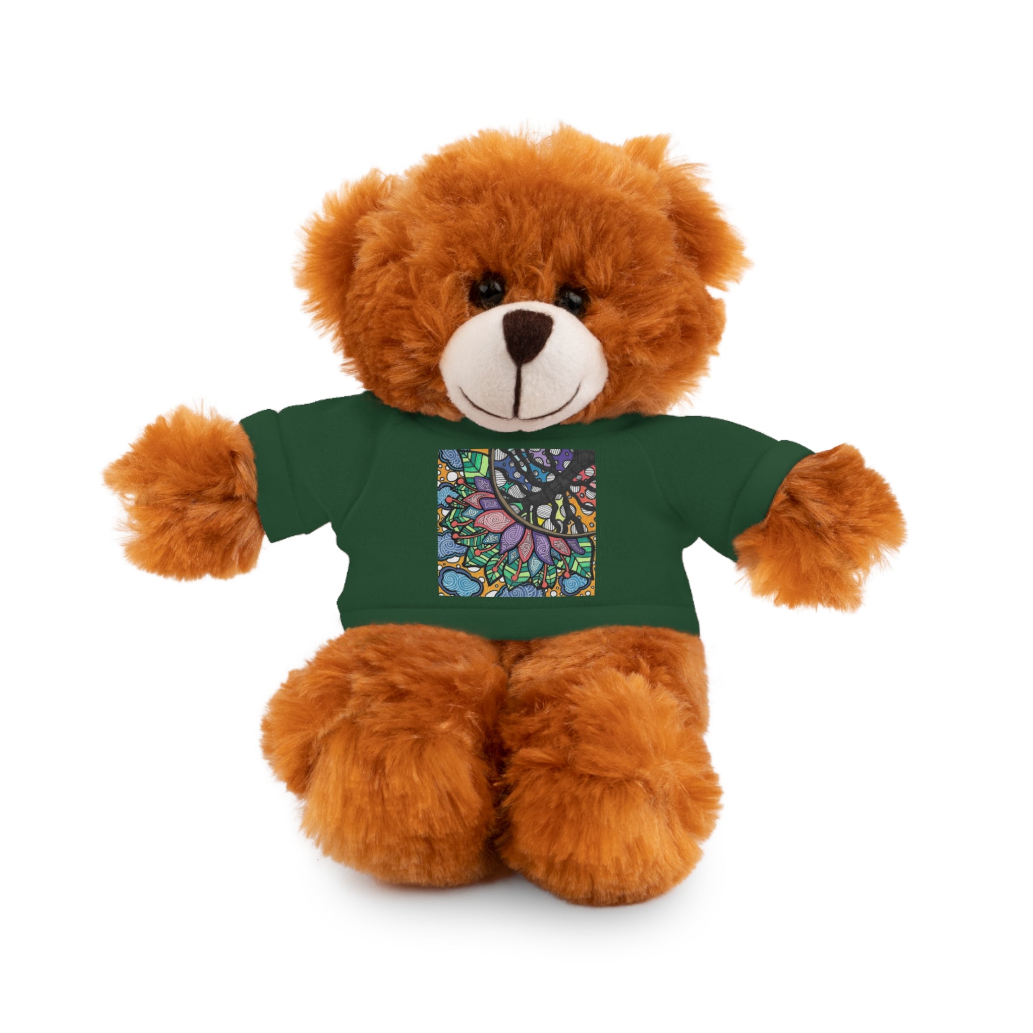 Colorful Tree of Growth stuffed animal with printed tee