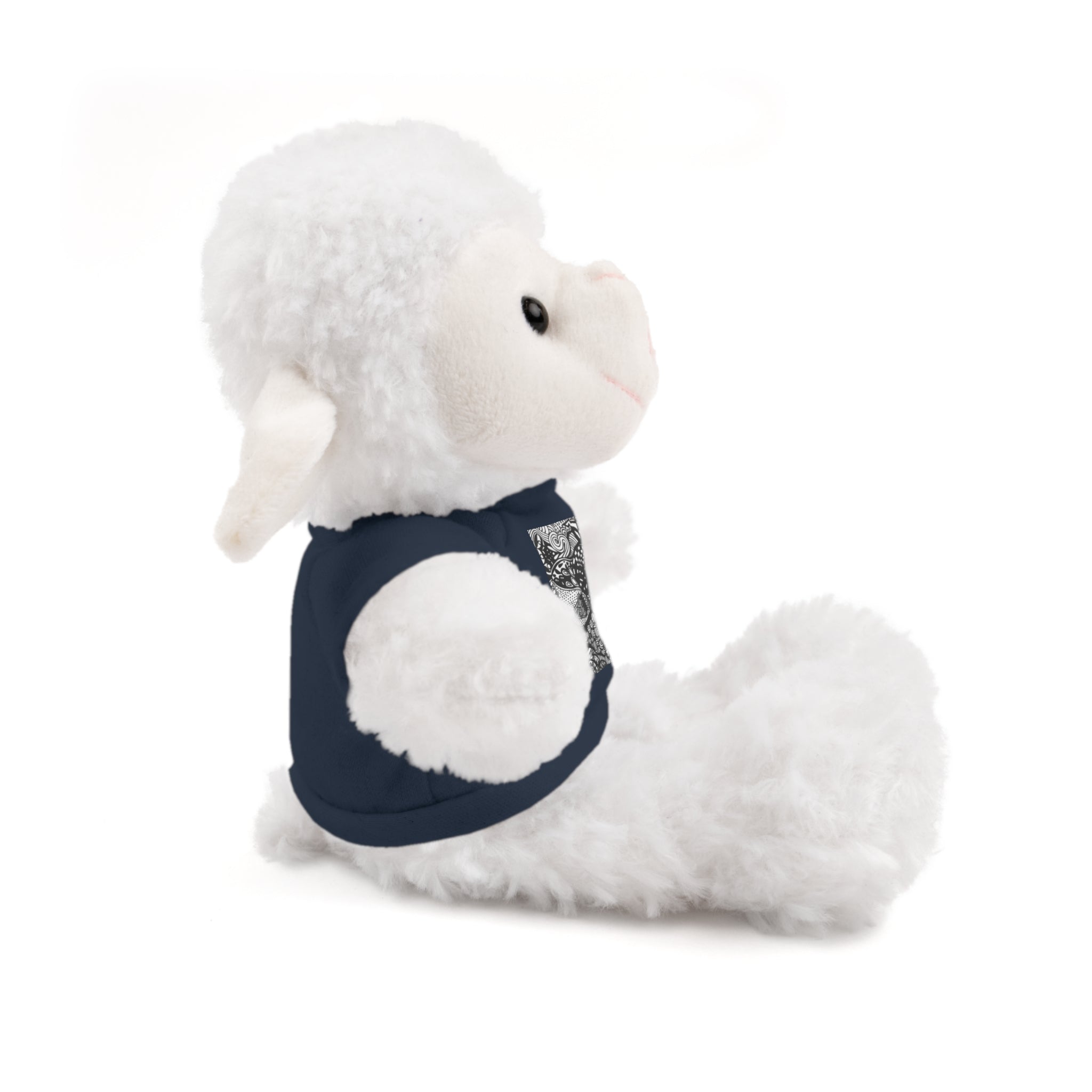 Black and White Zentangle Stuffed Animal Gift with Printed Tee