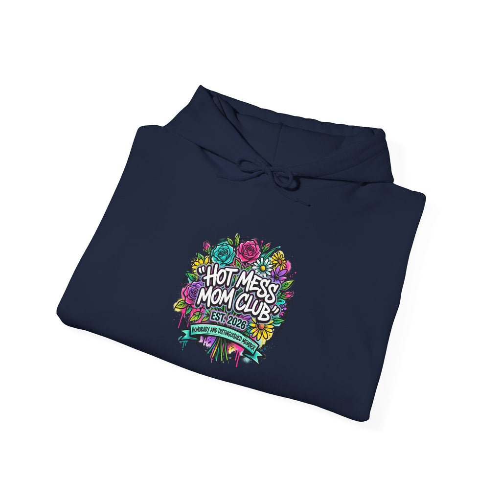 Hot Mess Mom Club Hoodie | Mother’s Day minimalist typographic mom sweatshirt