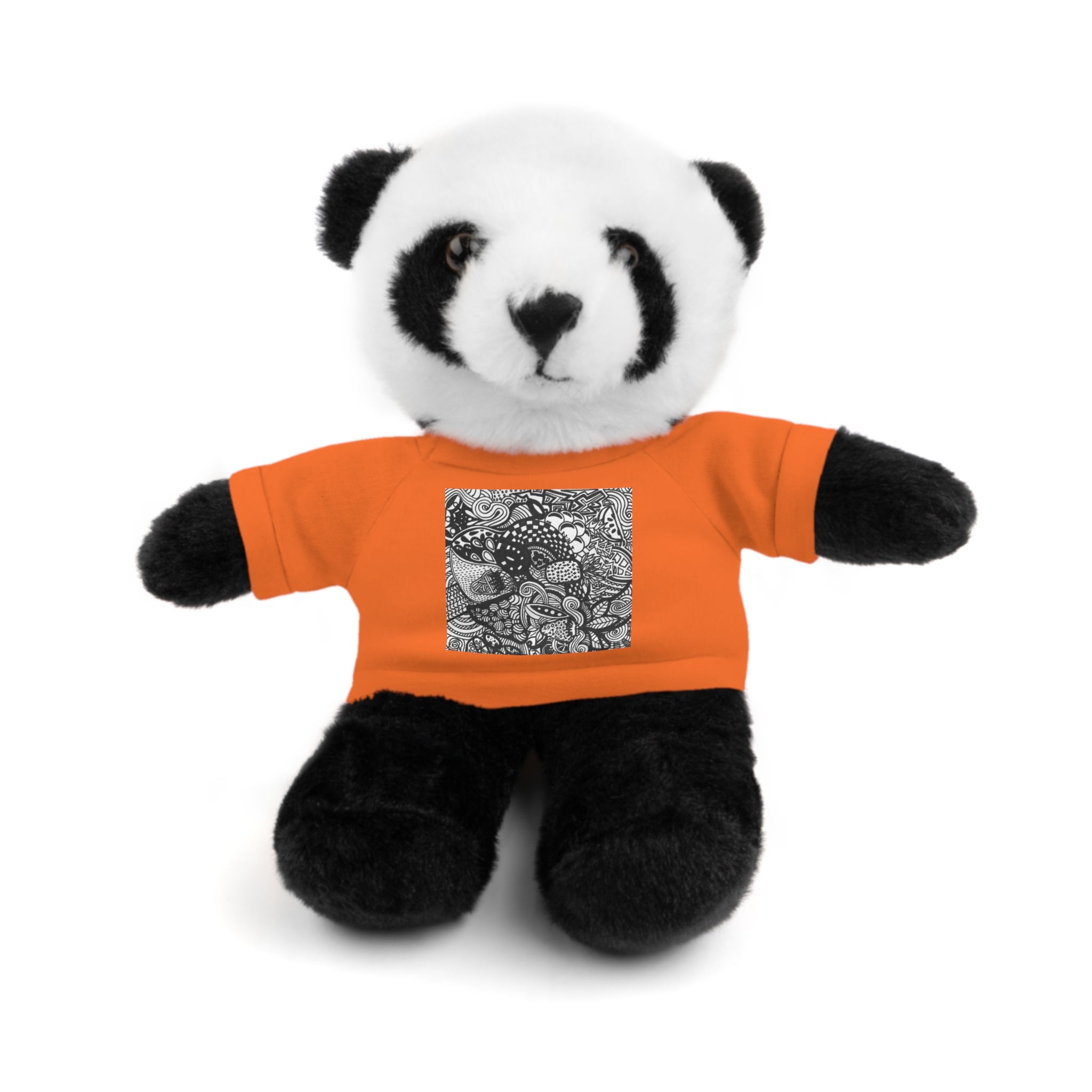 Black and White Zentangle Stuffed Animal Gift with Printed Tee