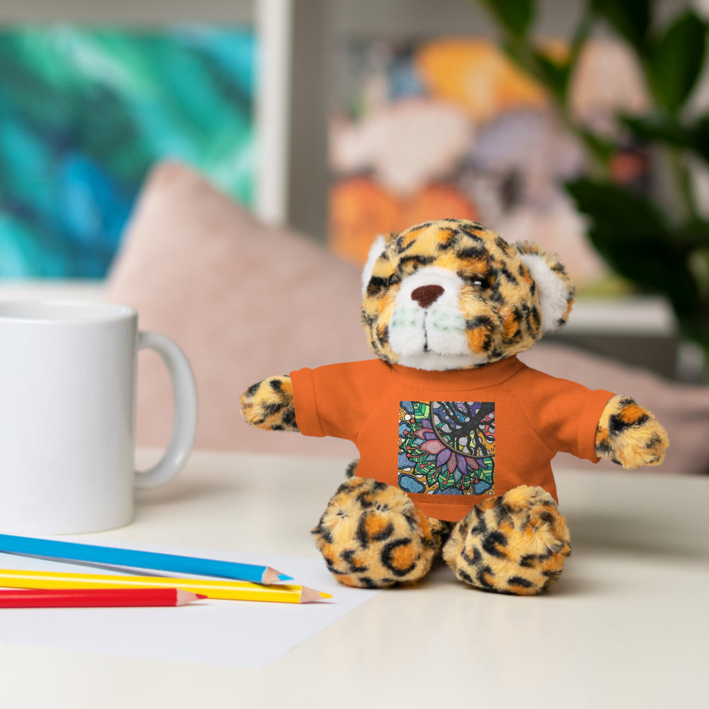 Colorful Tree of Growth stuffed animal with printed tee