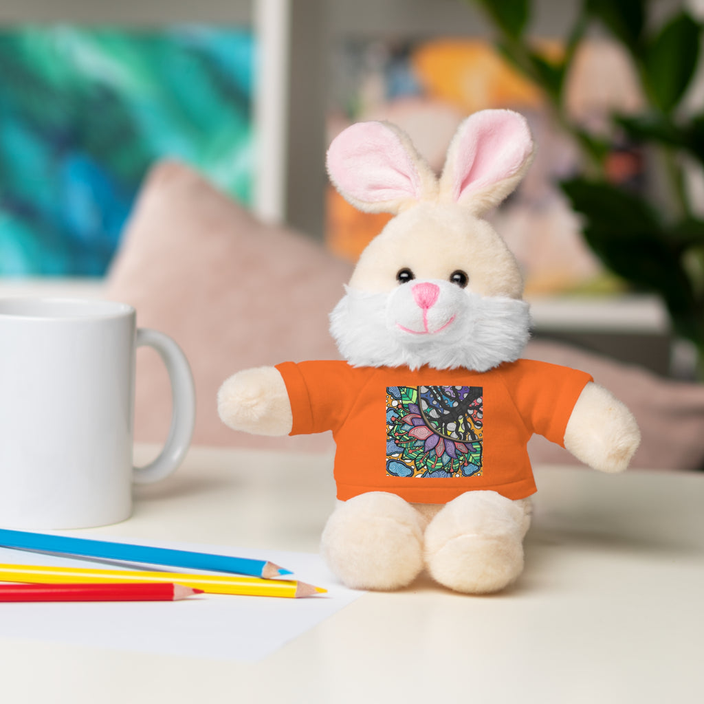 Colorful Tree of Growth stuffed animal with printed tee