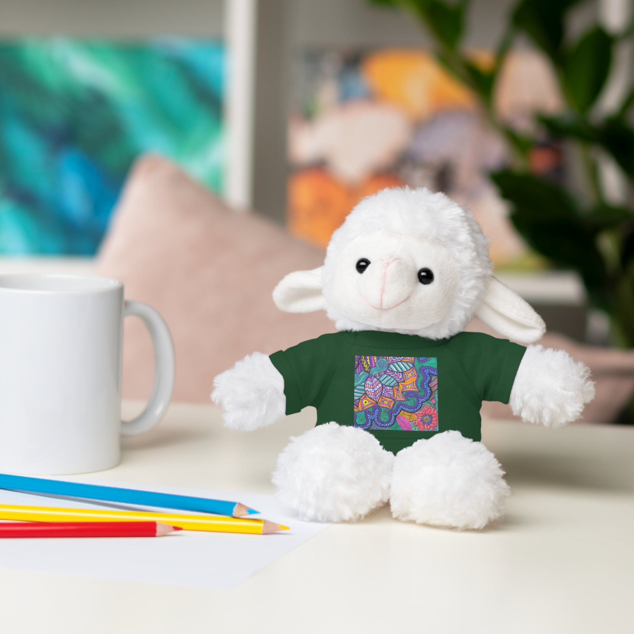 Spring Easter stuffed animal with printed tee