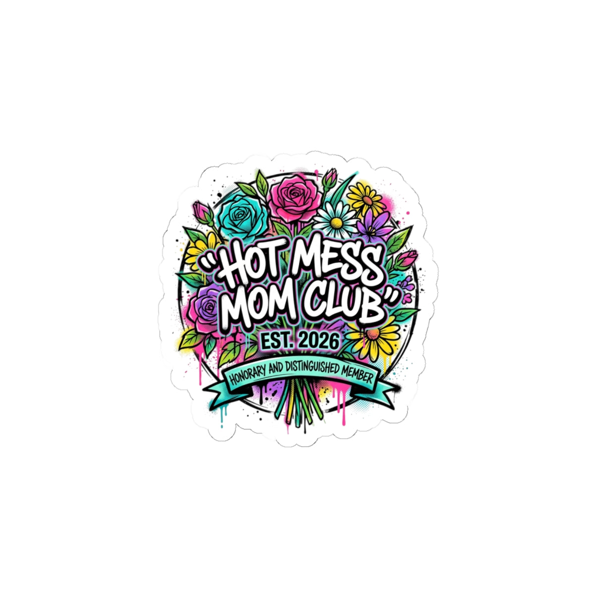 Hot Mess Mom Club Sticker | Mother's Day Minimal Typographic Mom Identity