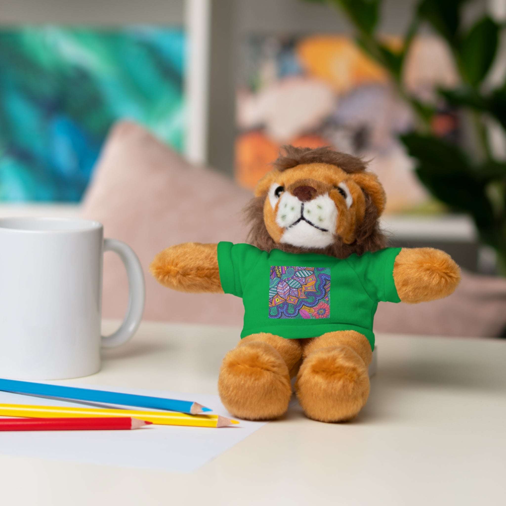 Spring Easter stuffed animal with printed tee