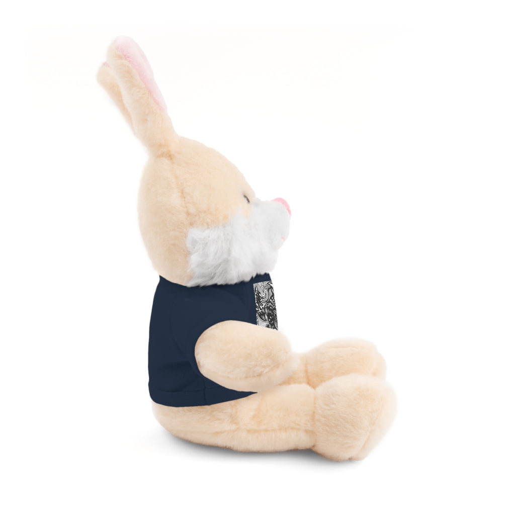 Black and White Zentangle Stuffed Animal Gift with Printed Tee