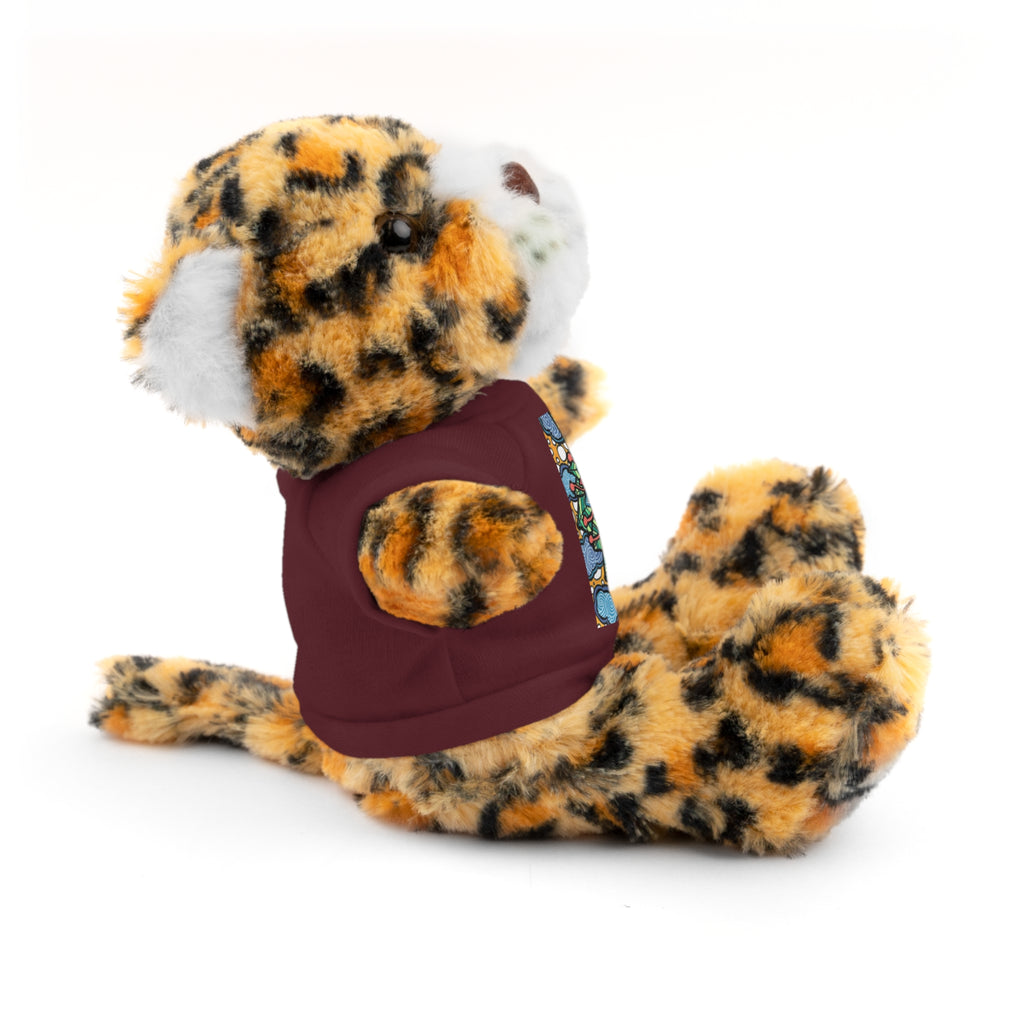 Colorful Tree of Growth stuffed animal with printed tee