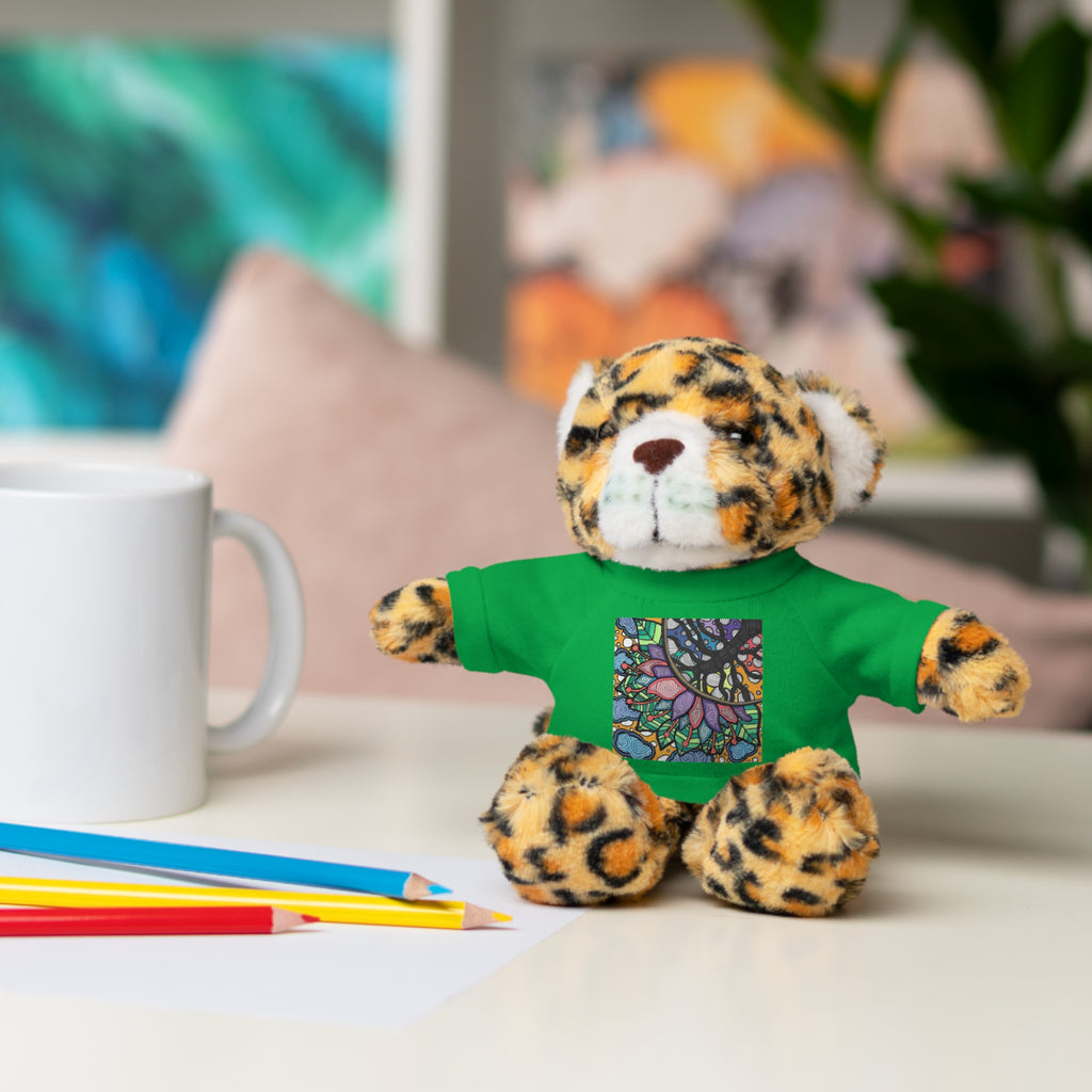 Colorful Tree of Growth stuffed animal with printed tee