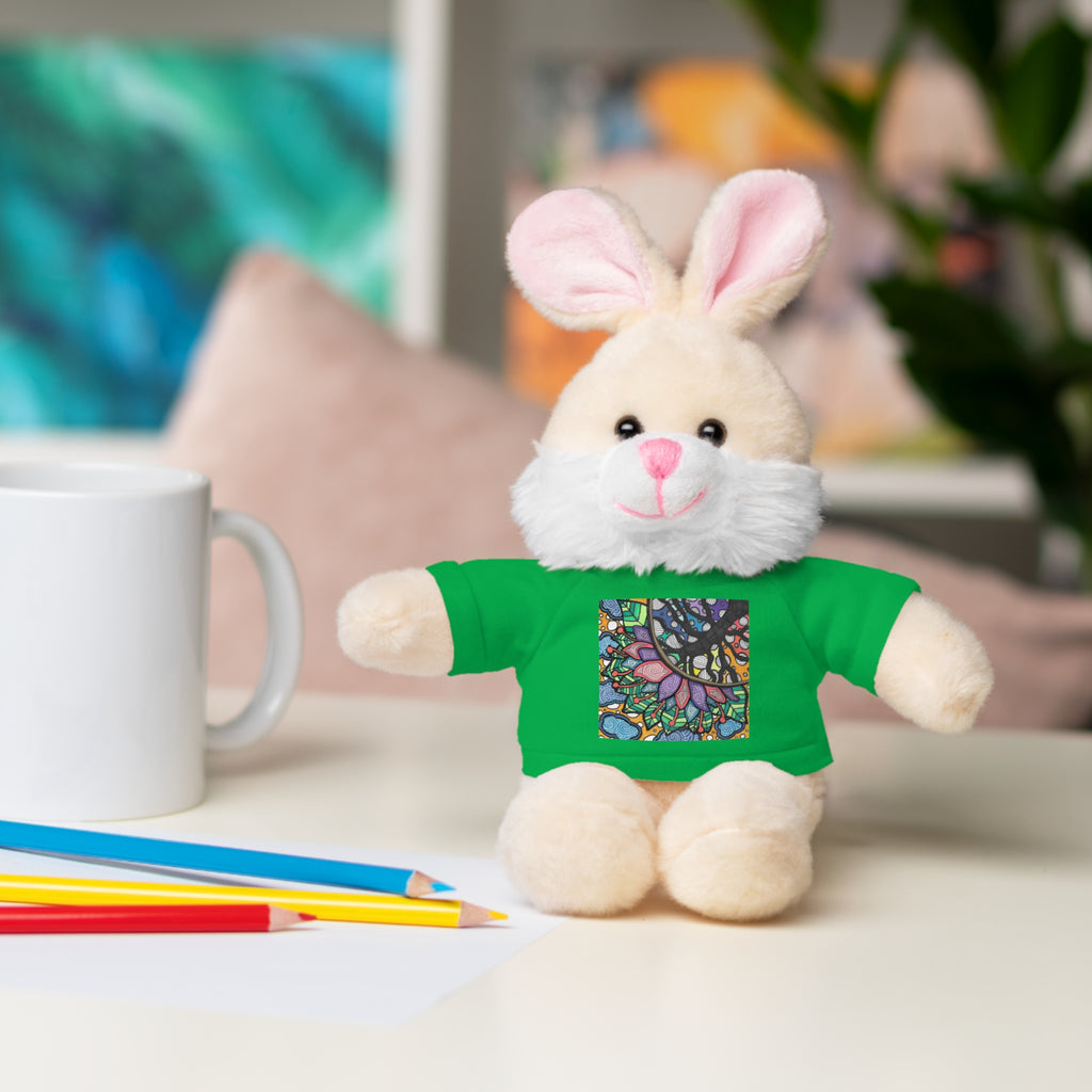 Colorful Tree of Growth stuffed animal with printed tee