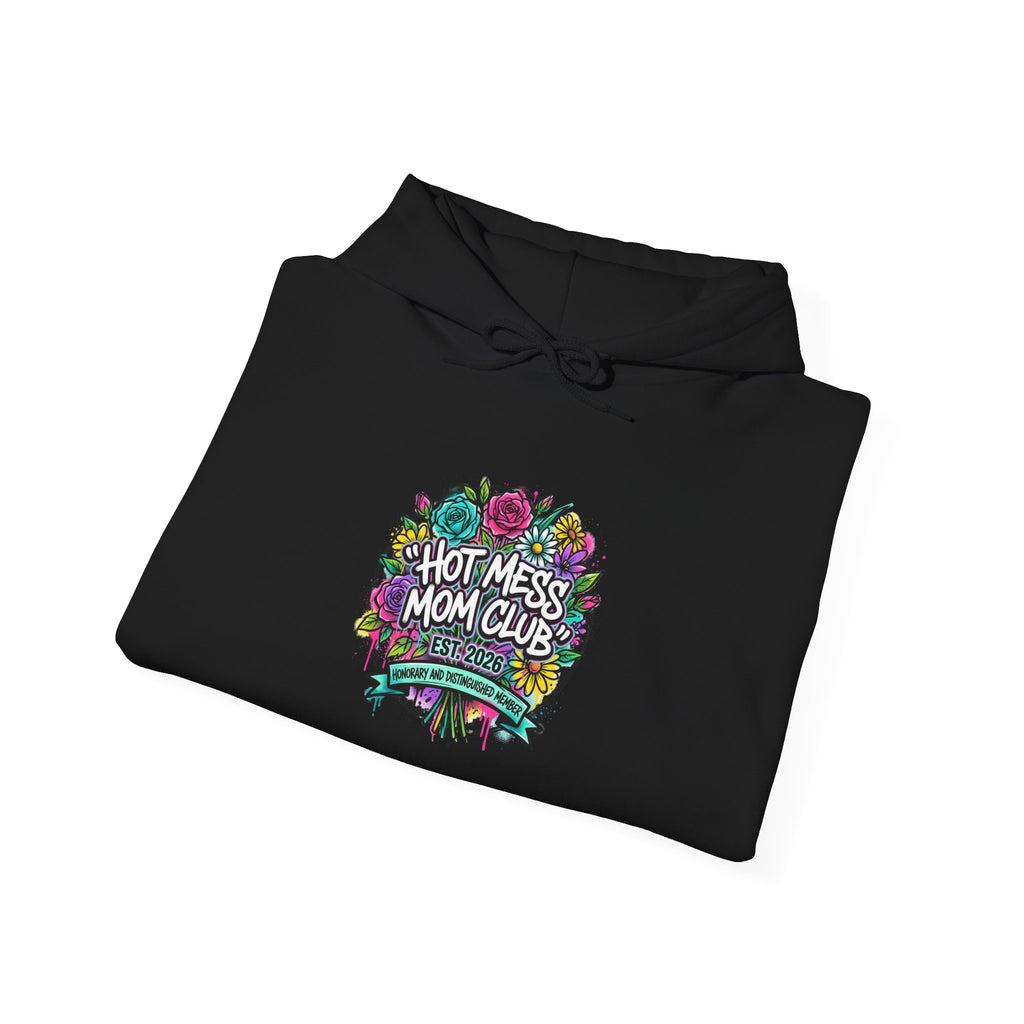 Hot Mess Mom Club Hoodie | Mother’s Day minimalist typographic mom sweatshirt