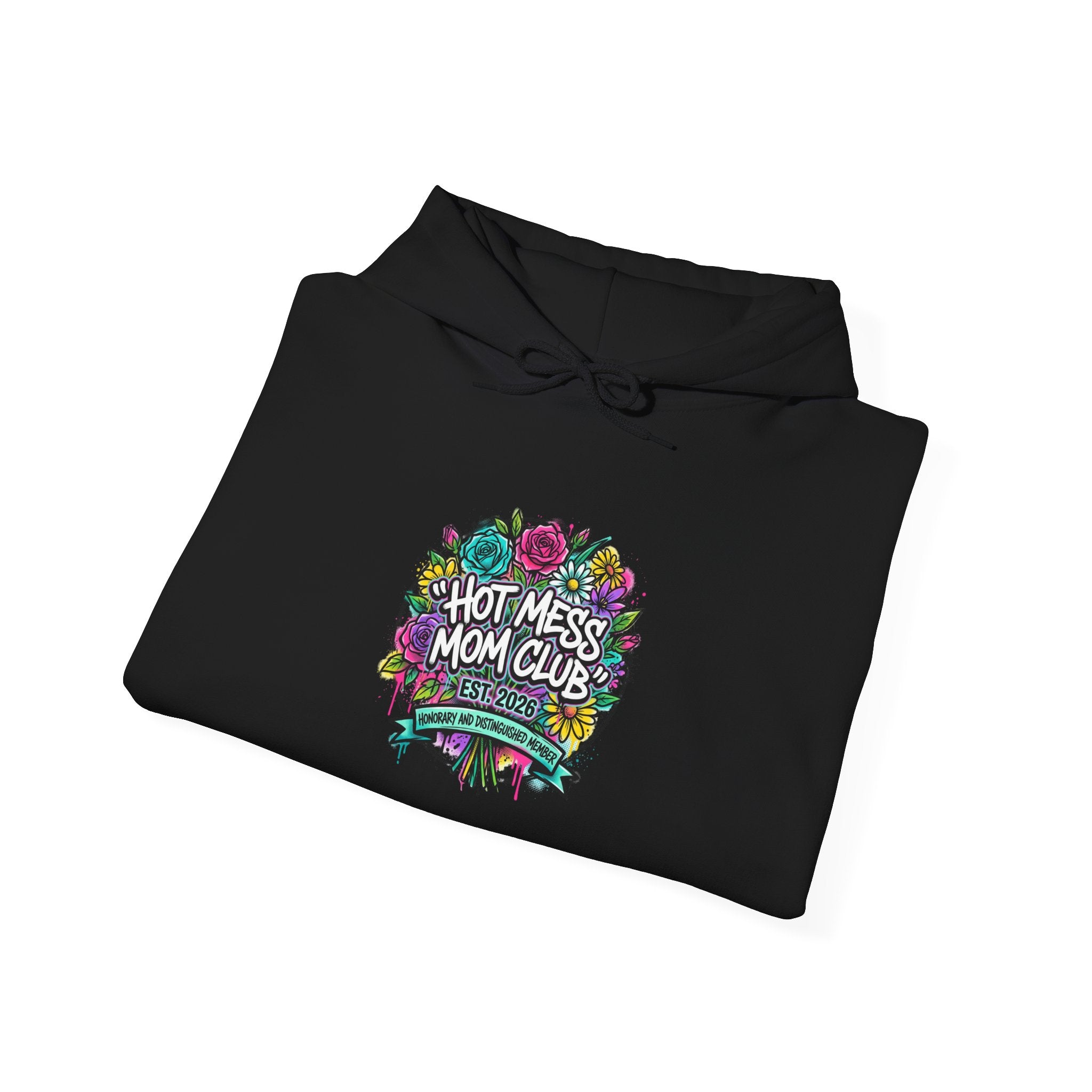 Hot Mess Mom Club Hoodie | Mother’s Day minimalist typographic mom sweatshirt