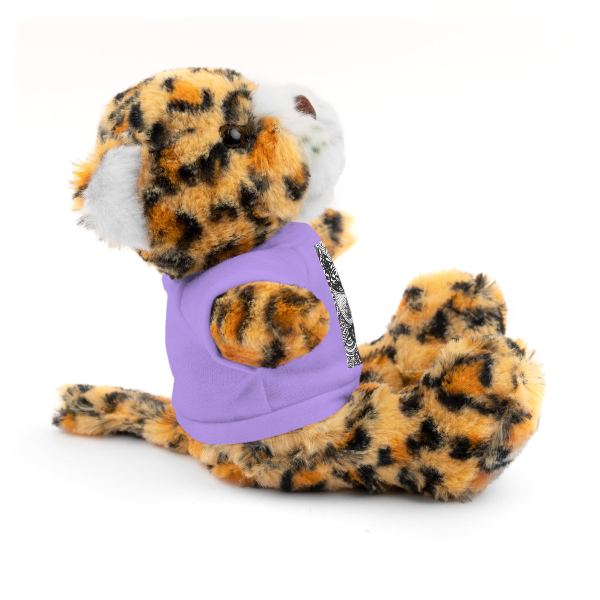 Black and White Zentangle Stuffed Animal Gift with Printed Tee