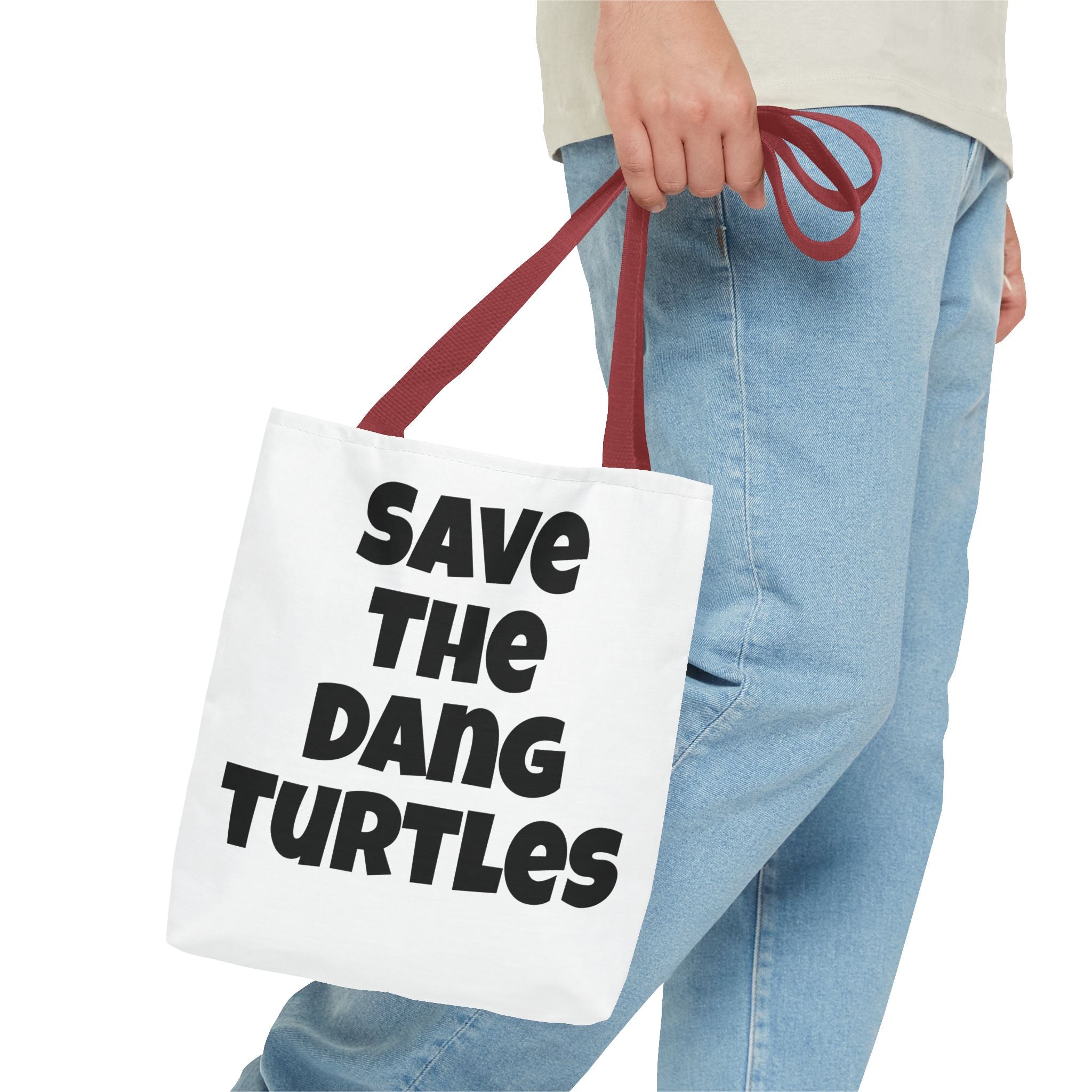 Save The Turtles Tote Bag - Reversible Sea Turtle Print Beach Grocery Tote