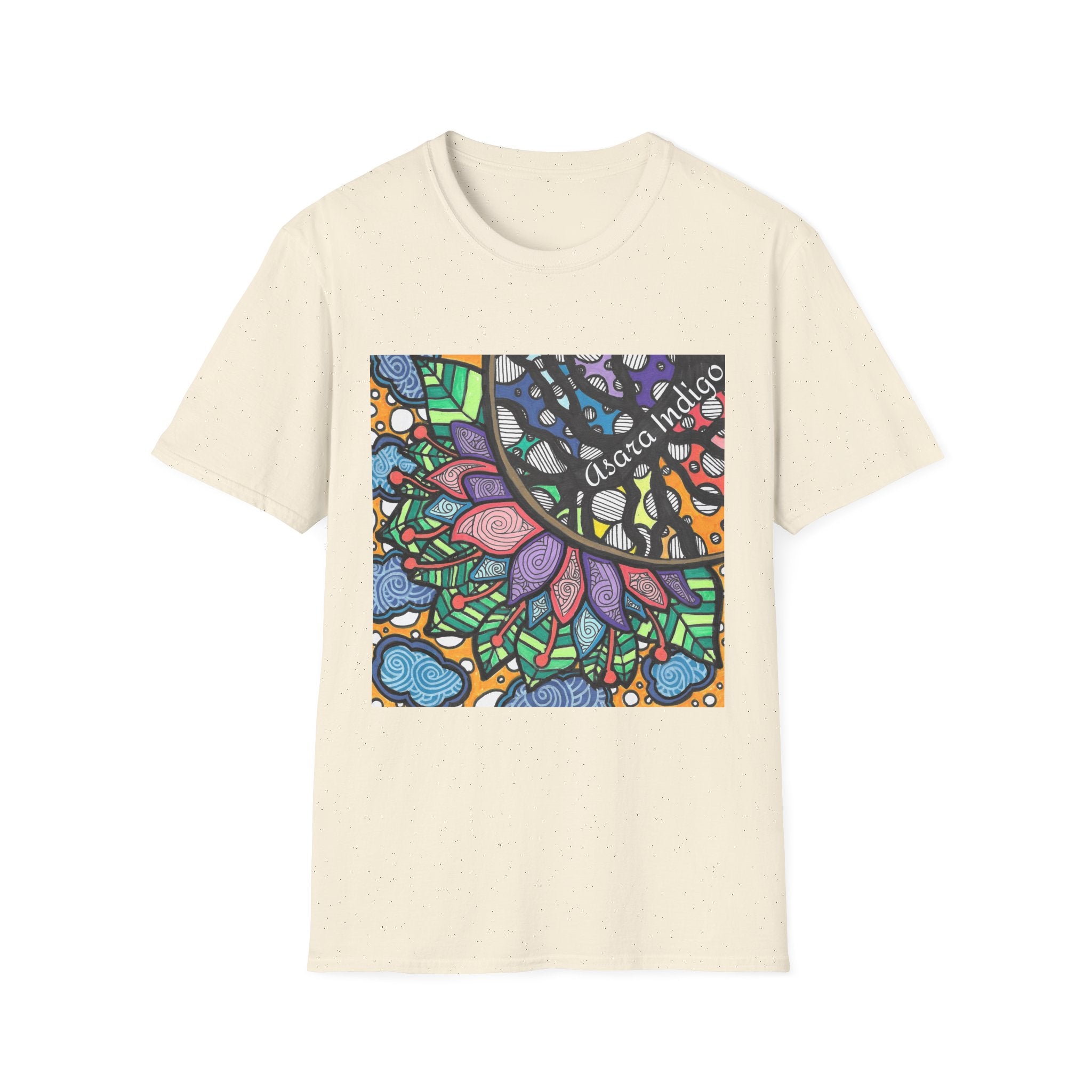 Mandala Floral Tee — Colorful Boho Graphic T-Shirt with 'Algora Indico' Design