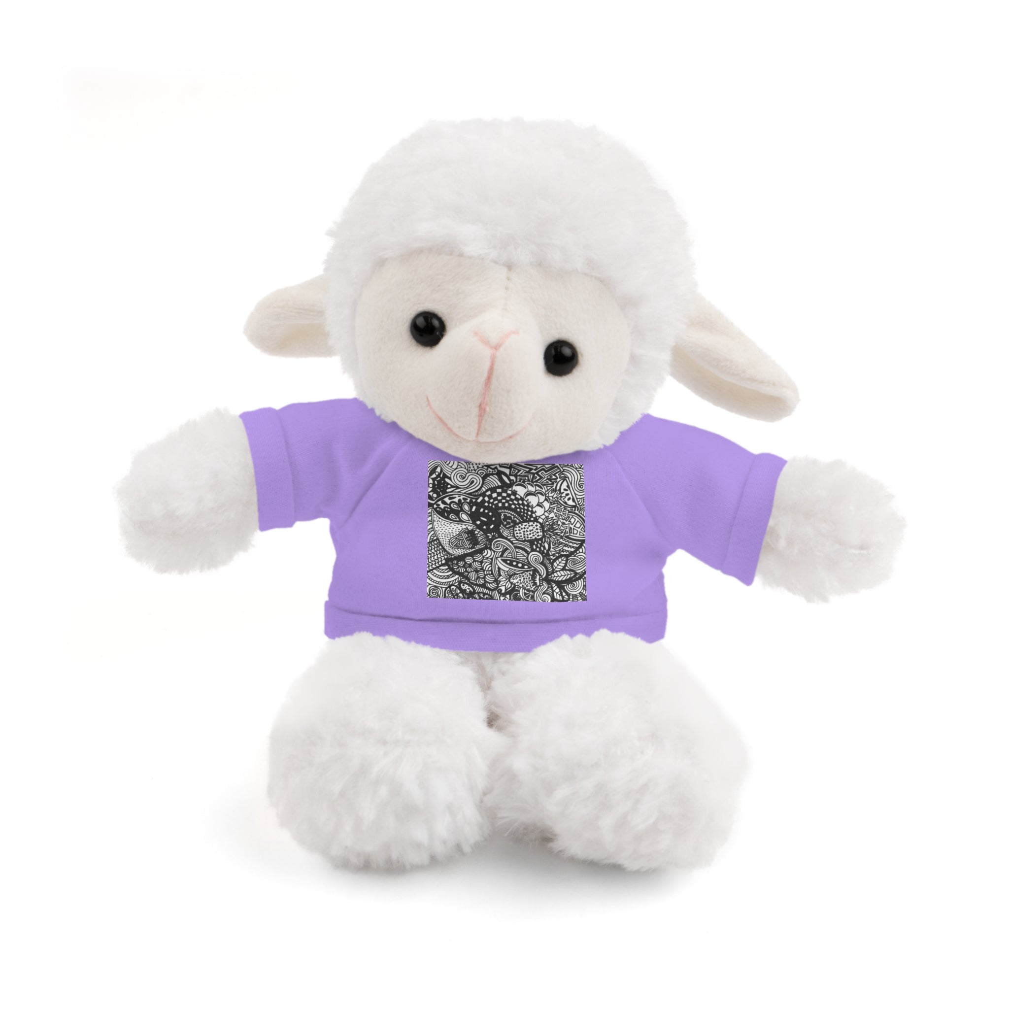 Black and White Zentangle Stuffed Animal Gift with Printed Tee