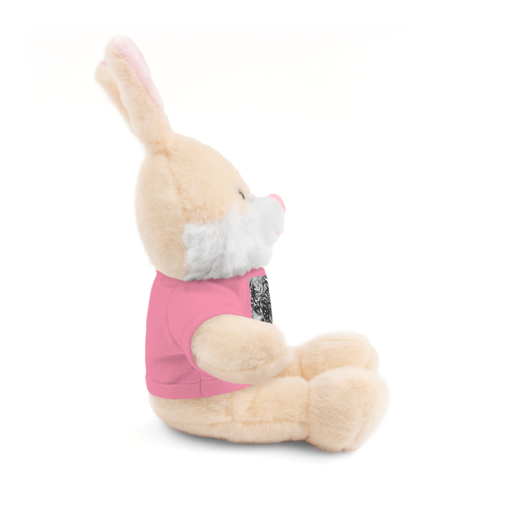 Black and White Zentangle Stuffed Animal Gift with Printed Tee