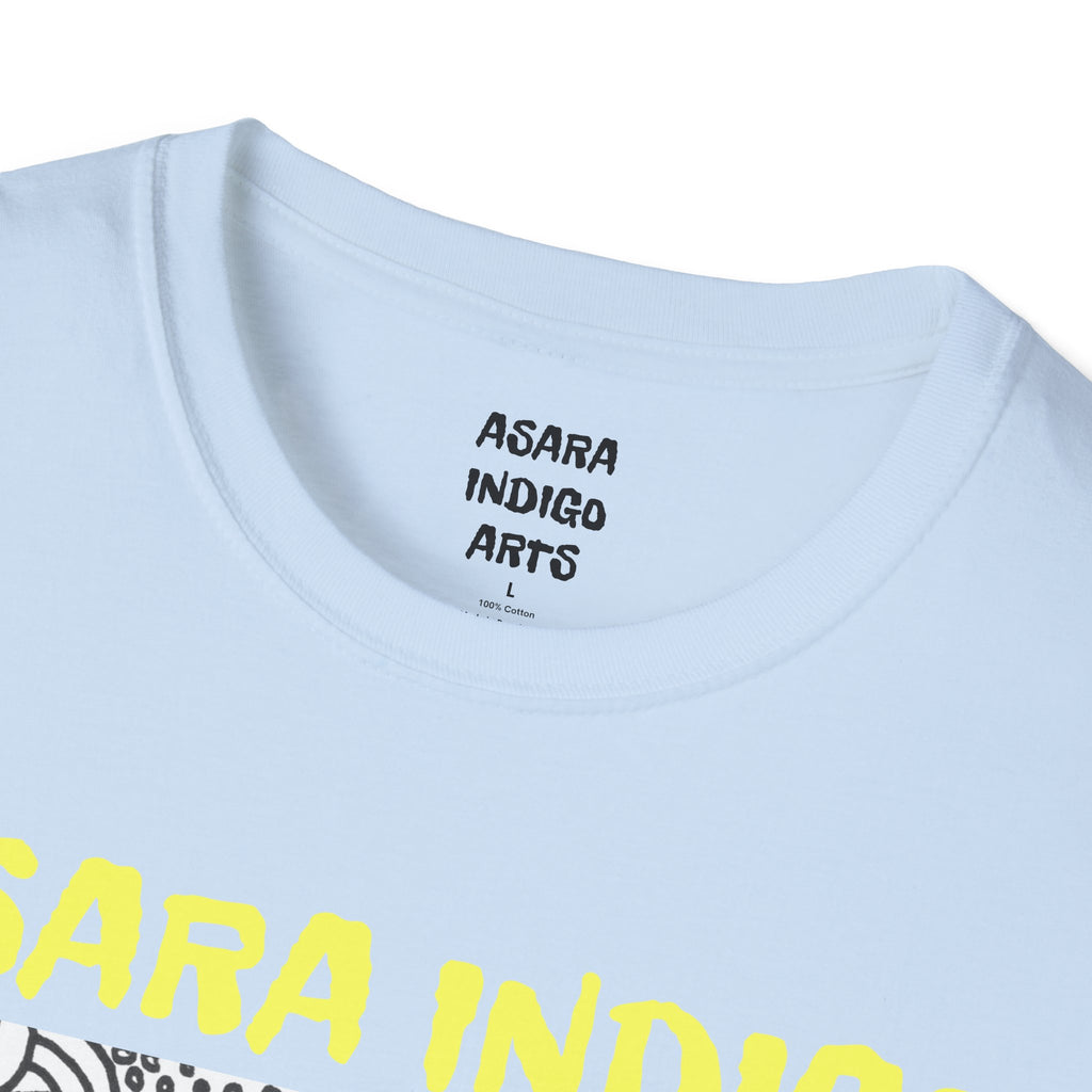 Indigo Doodle Art T-Shirt — 'ASARA INDIGO' Black & White Abstract Graphic Tee
